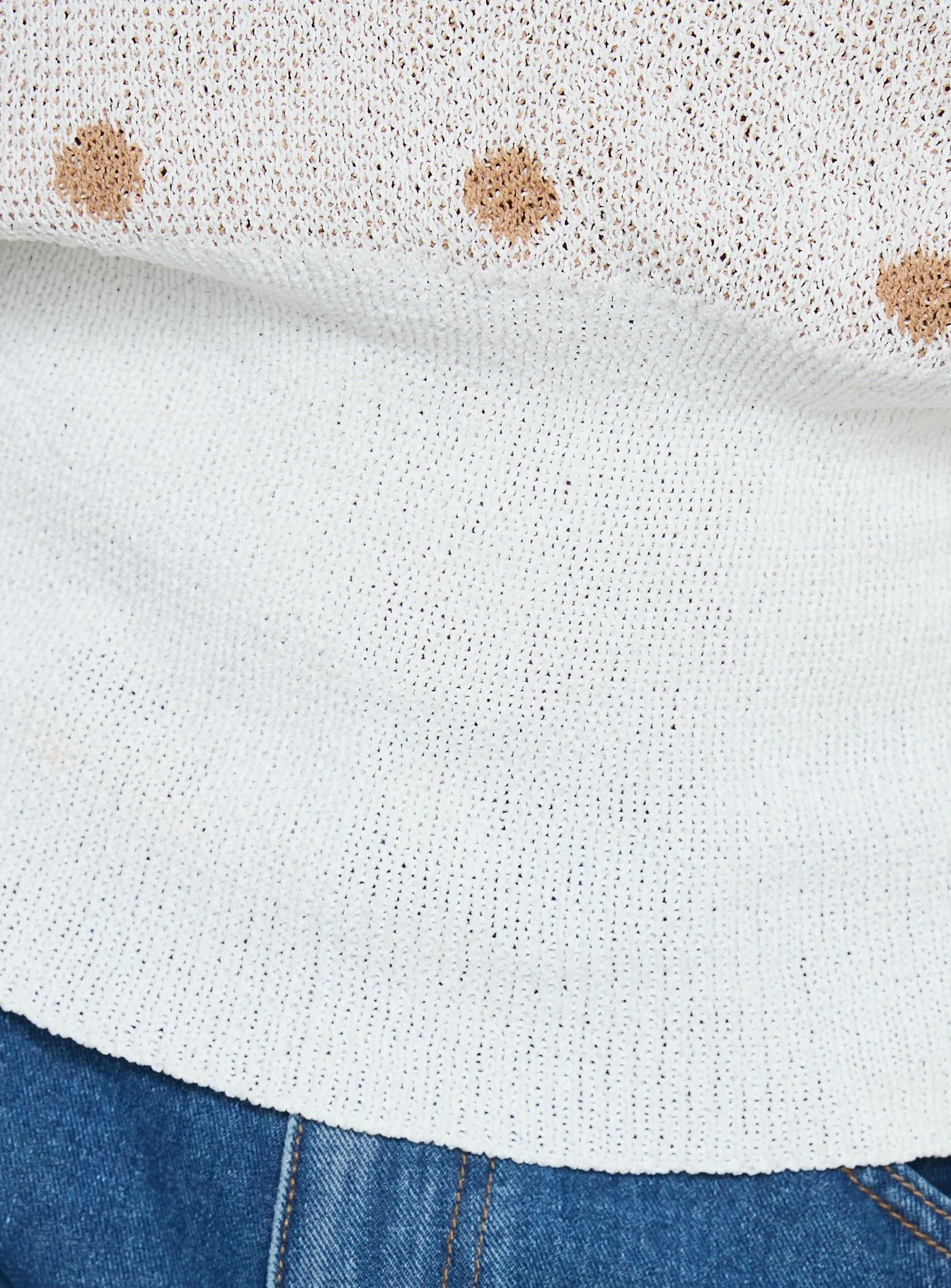 Harvy Off Shoulder Knit Sweater White Polka - Image 7