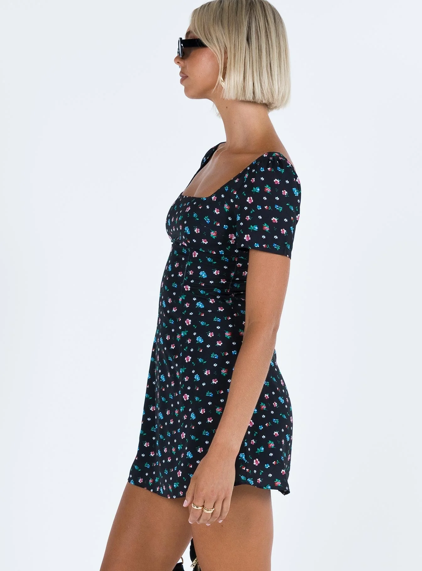 Hastings Mini Dress Black Floral - Image 4