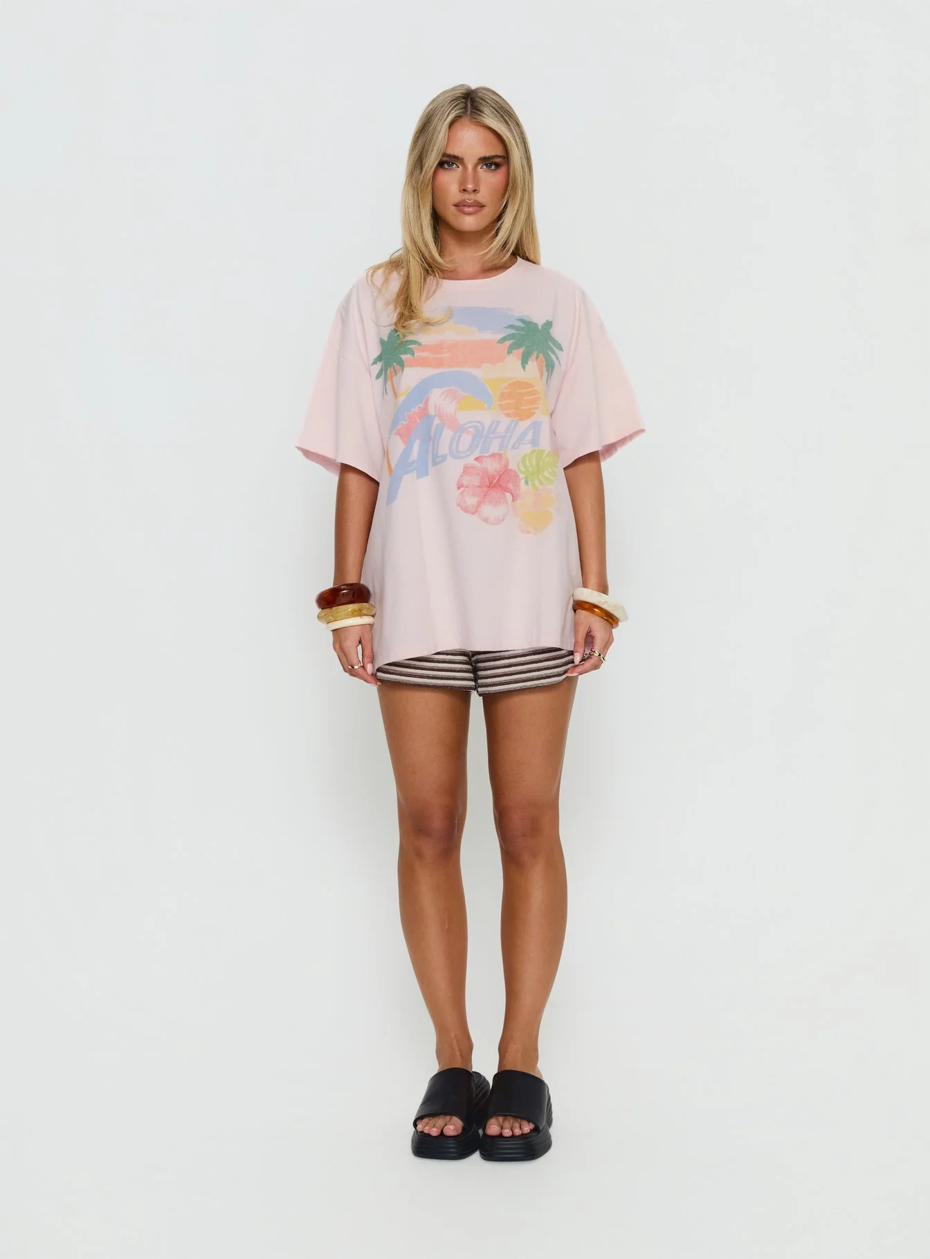 Hawaiian Greetings Oversized Graphic Tee Washed Pink - Image 7