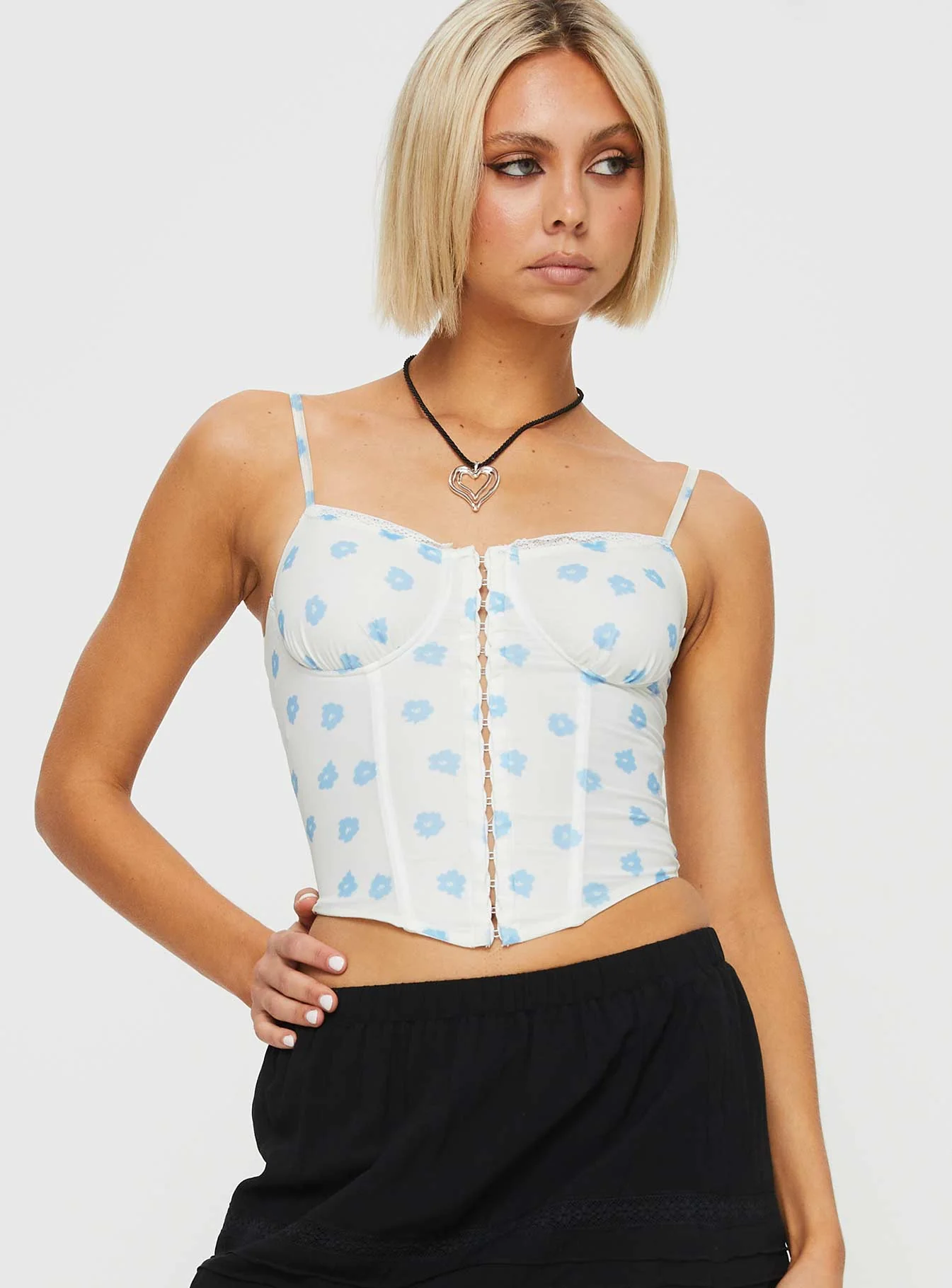 Headley Corset Top White / Blue - Image 2