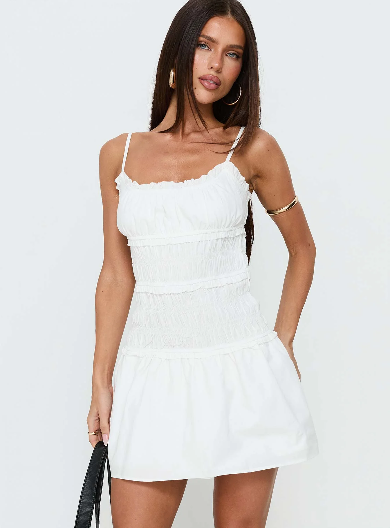 Heaven Estate Shirred Mini Dress White - Image 2