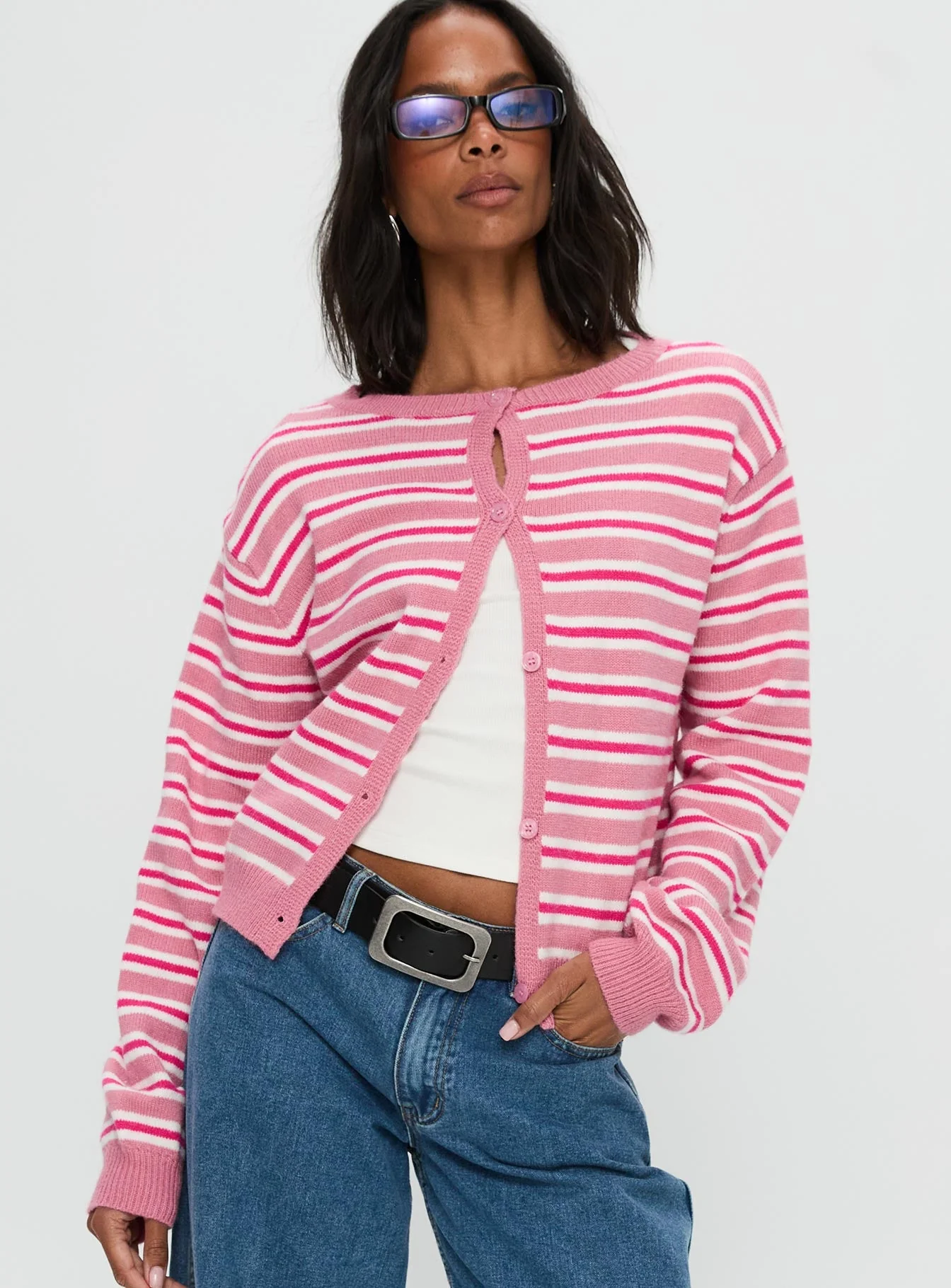Heavenly Dream Cardigan Pink Stripe - Image 2