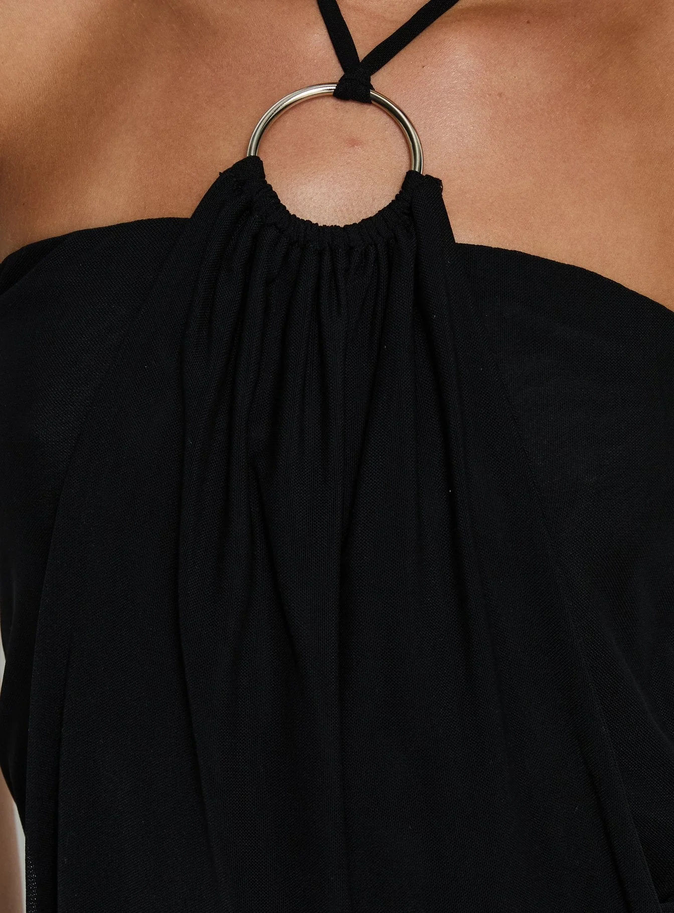 Hedlea Draped Ring Detail Mini Dress Black - Image 6