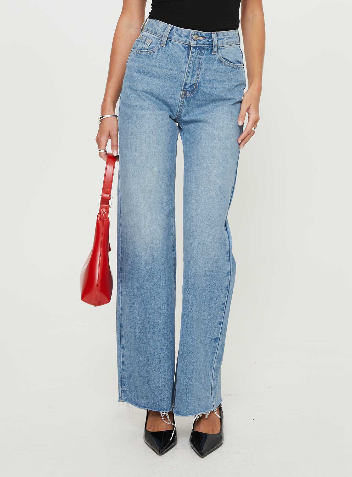 Henesey High Rise Straight Leg Jeans Mid Wash Tall - Image 2