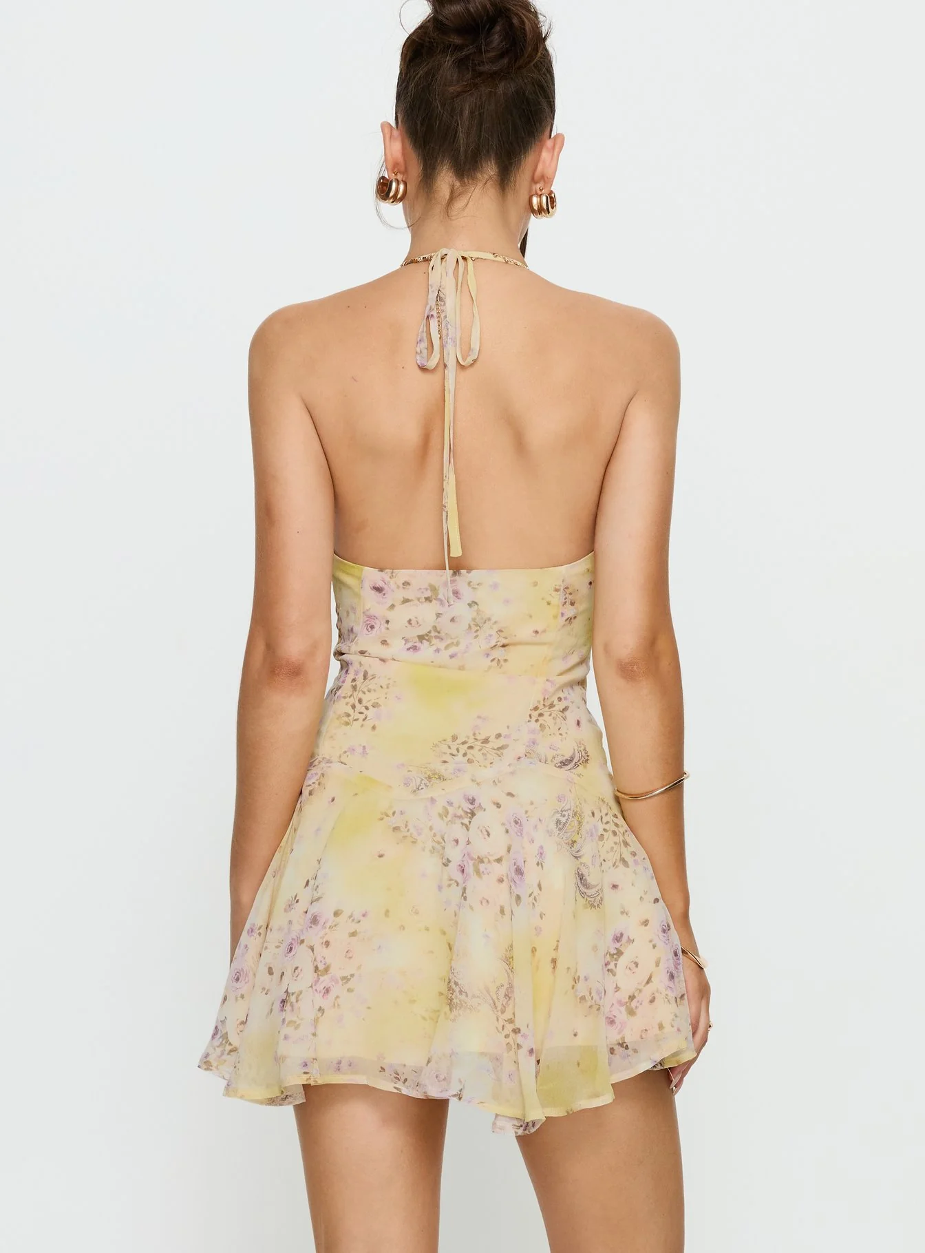 Hey Blondie Ruffle Halter Mini Dress Multi Floral - Image 4