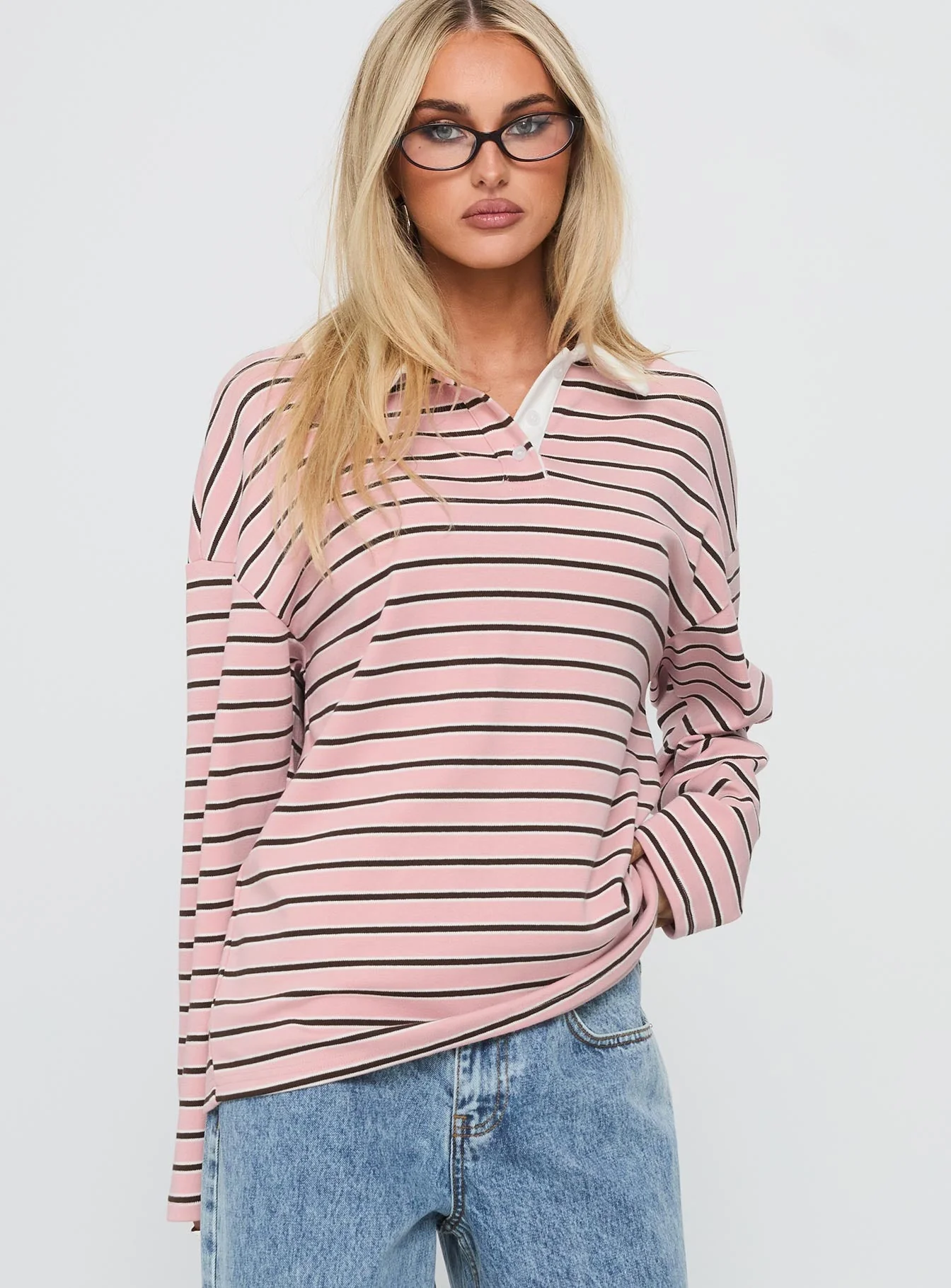 High Regard Collared Jersey Pink Stripe - Image 2