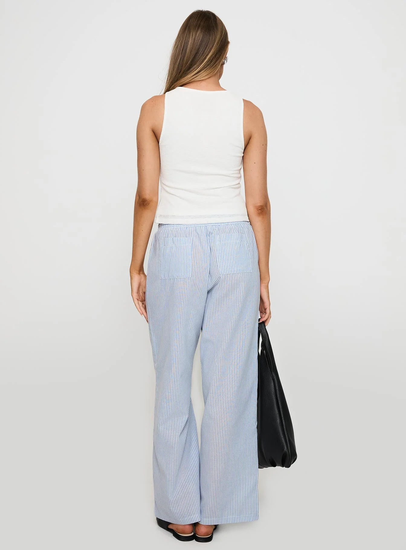 Holiday Tie Front Pant Blue/ White Stripe - Image 5