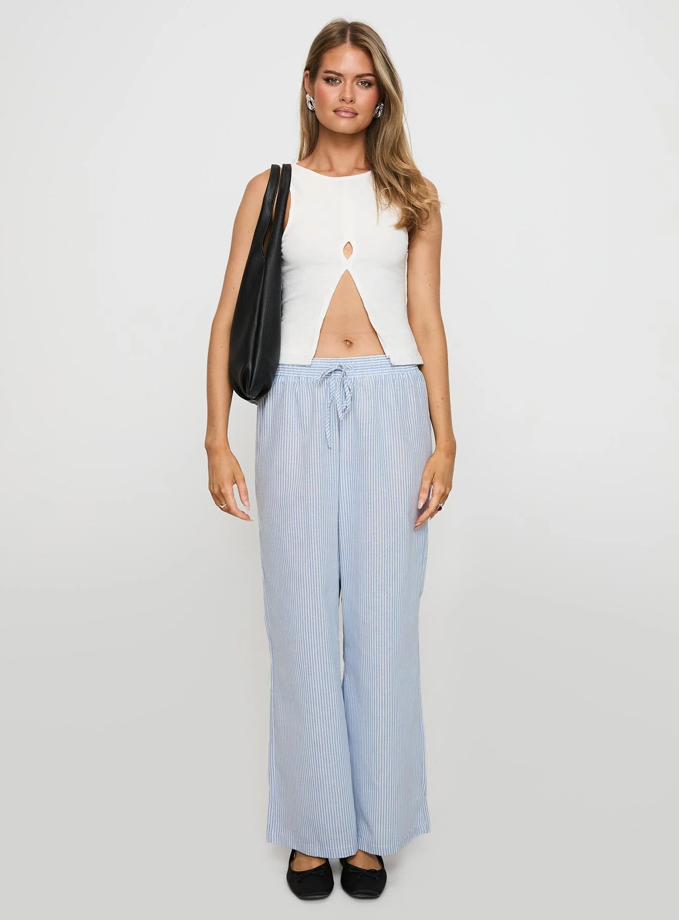 Holiday Tie Front Pant Blue/ White Stripe - Image 6