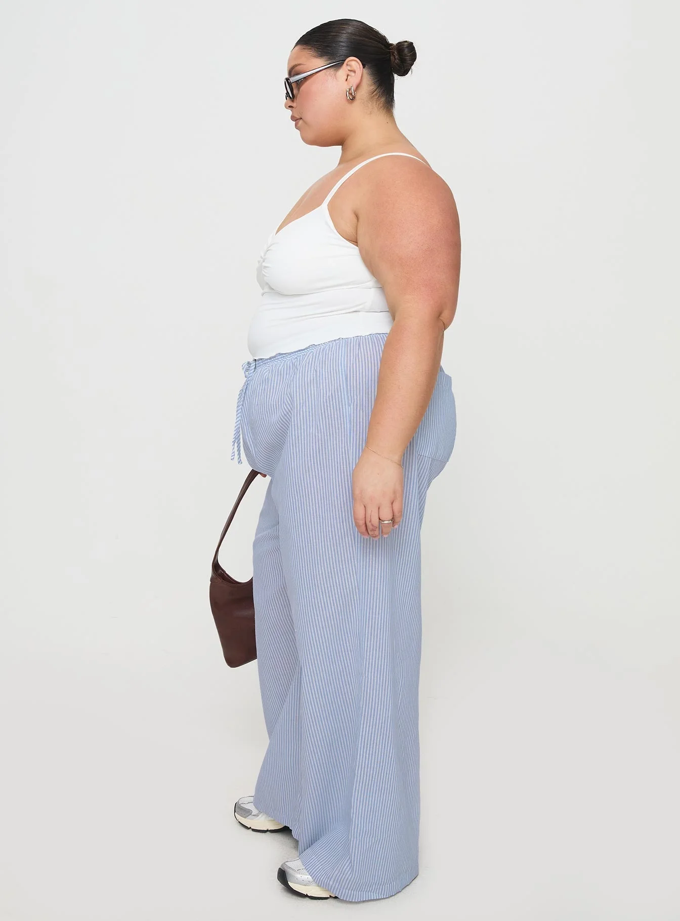 Holiday Tie Front Pant Blue / White Stripe Curve - Image 4