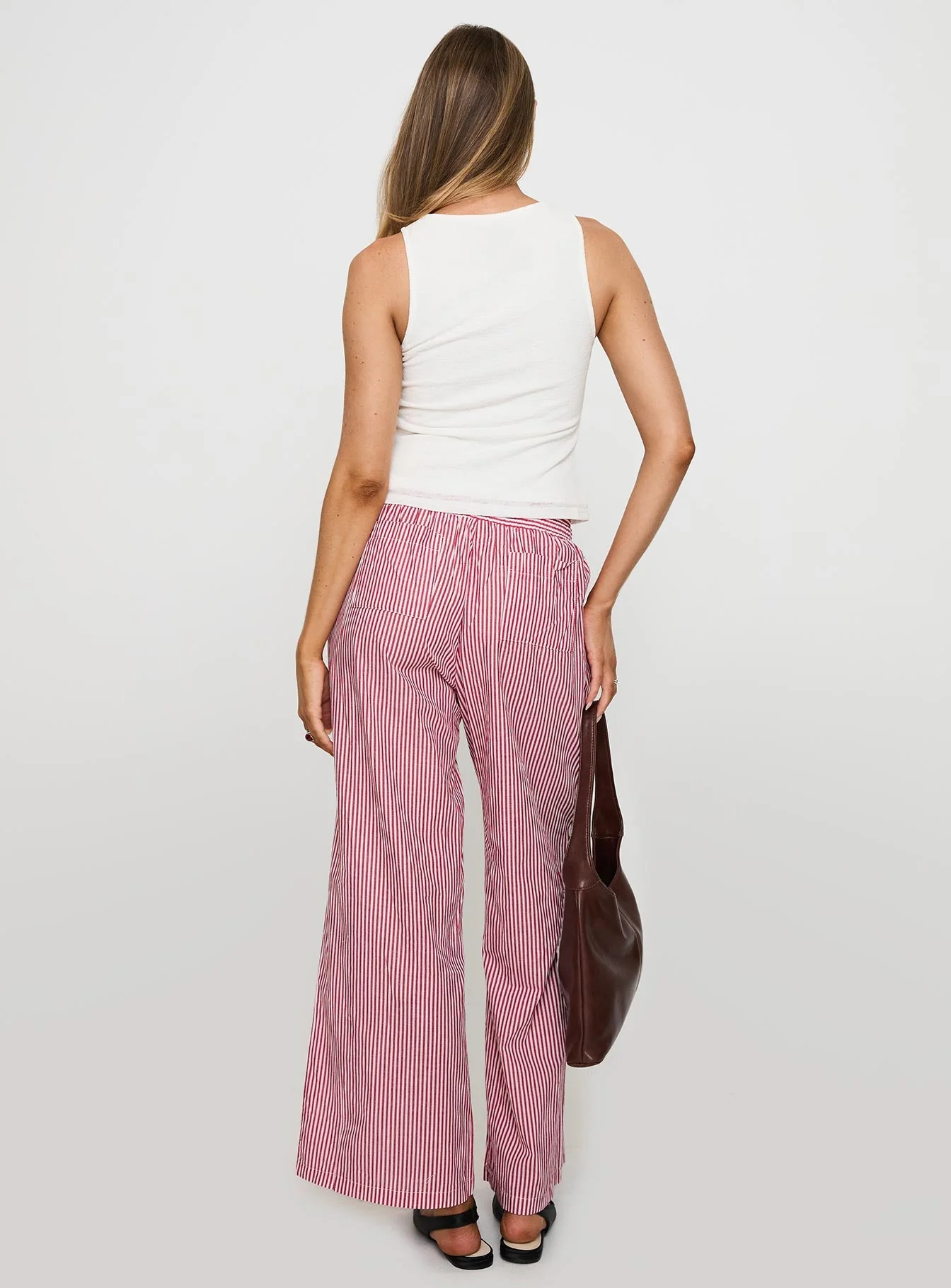 Holiday Tie Front Pants Red/White Stripe - Image 5