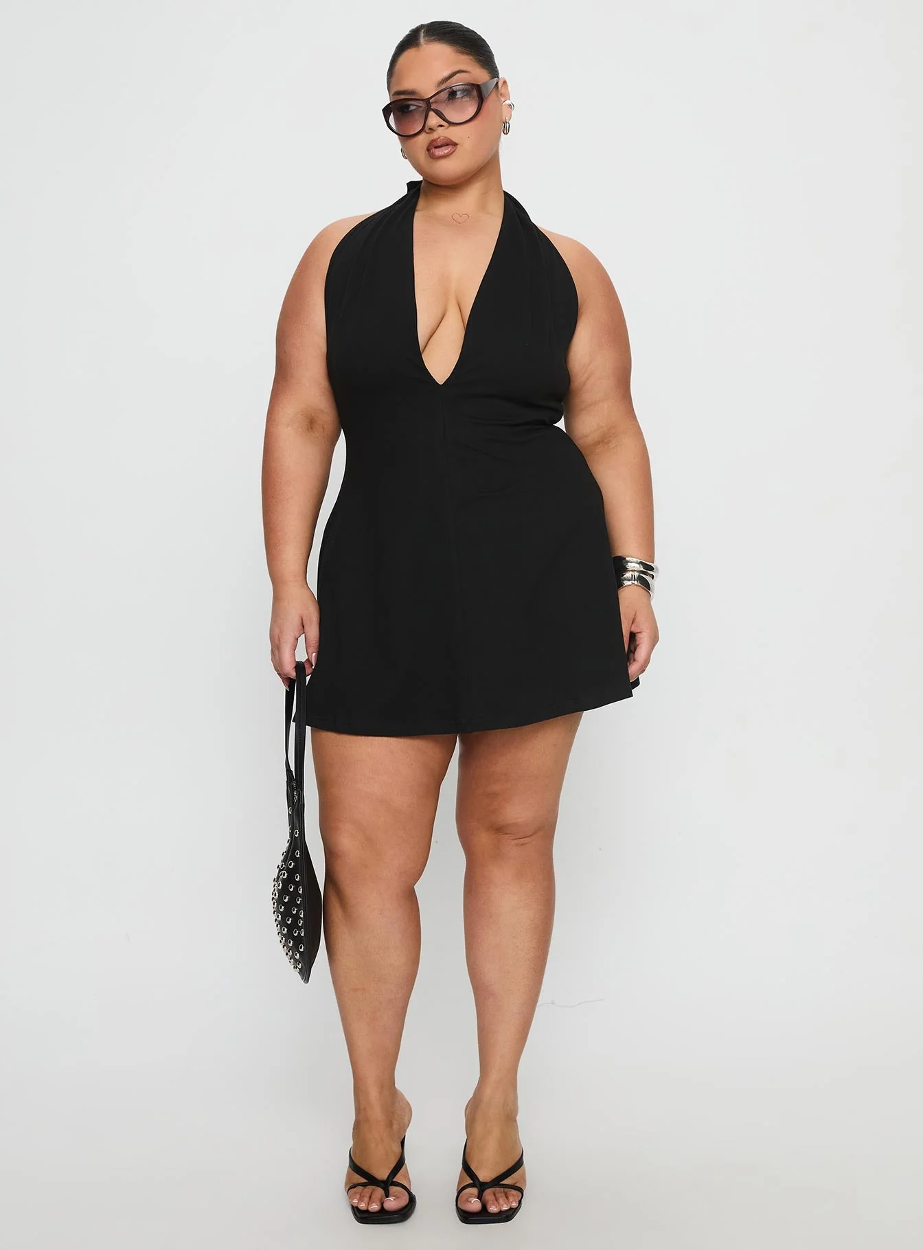 Hollywood Hills Plunge Neck Playsuit Black Curve - Image 3