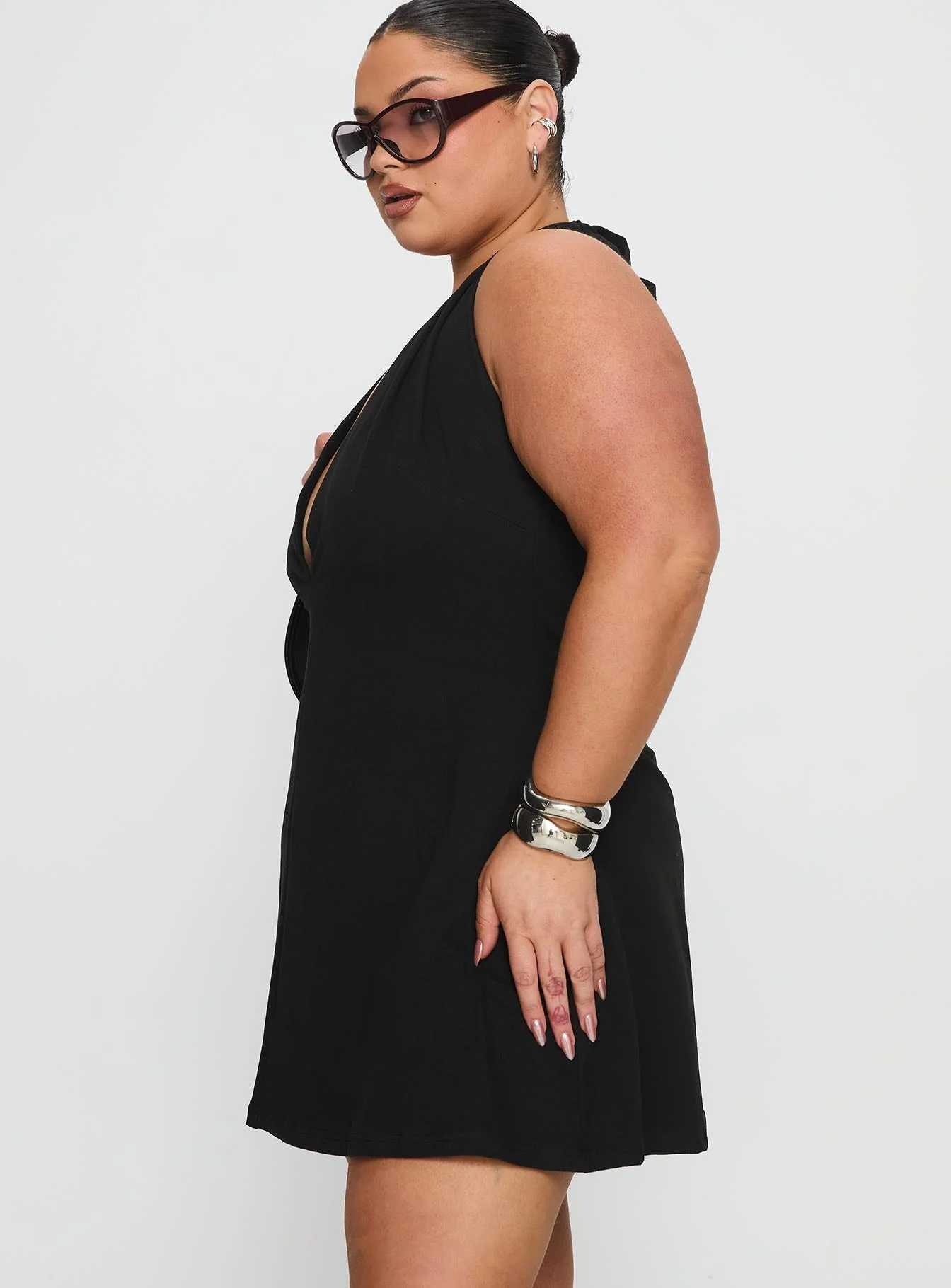 Hollywood Hills Plunge Neck Playsuit Black Curve - Image 4