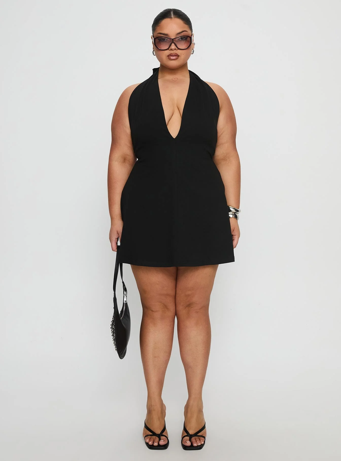 Hollywood Hills Plunge Neck Playsuit Black Curve - Image 7