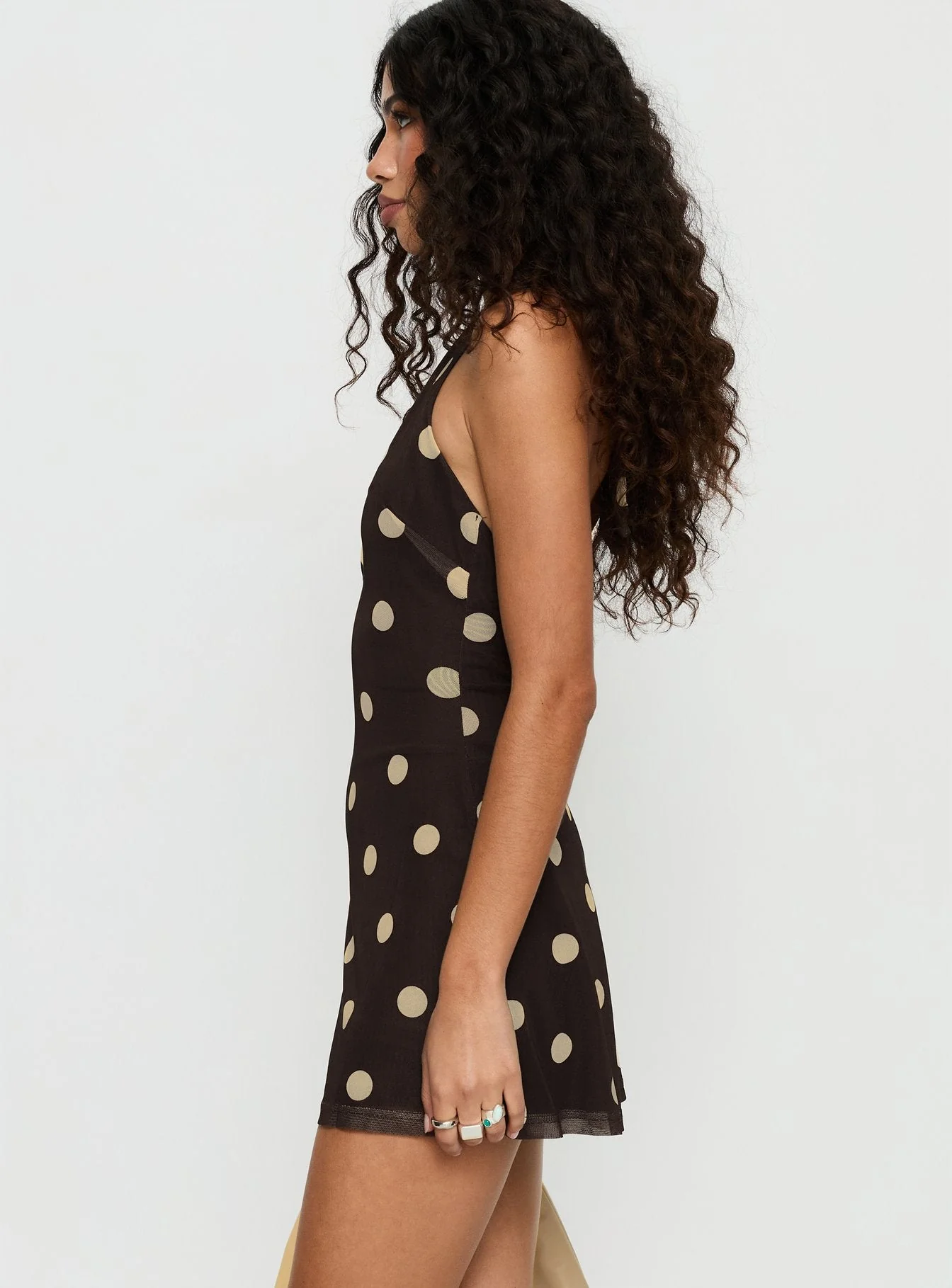 Hollywood Hills Plunge Neck Playsuit Brown Polka - Image 4
