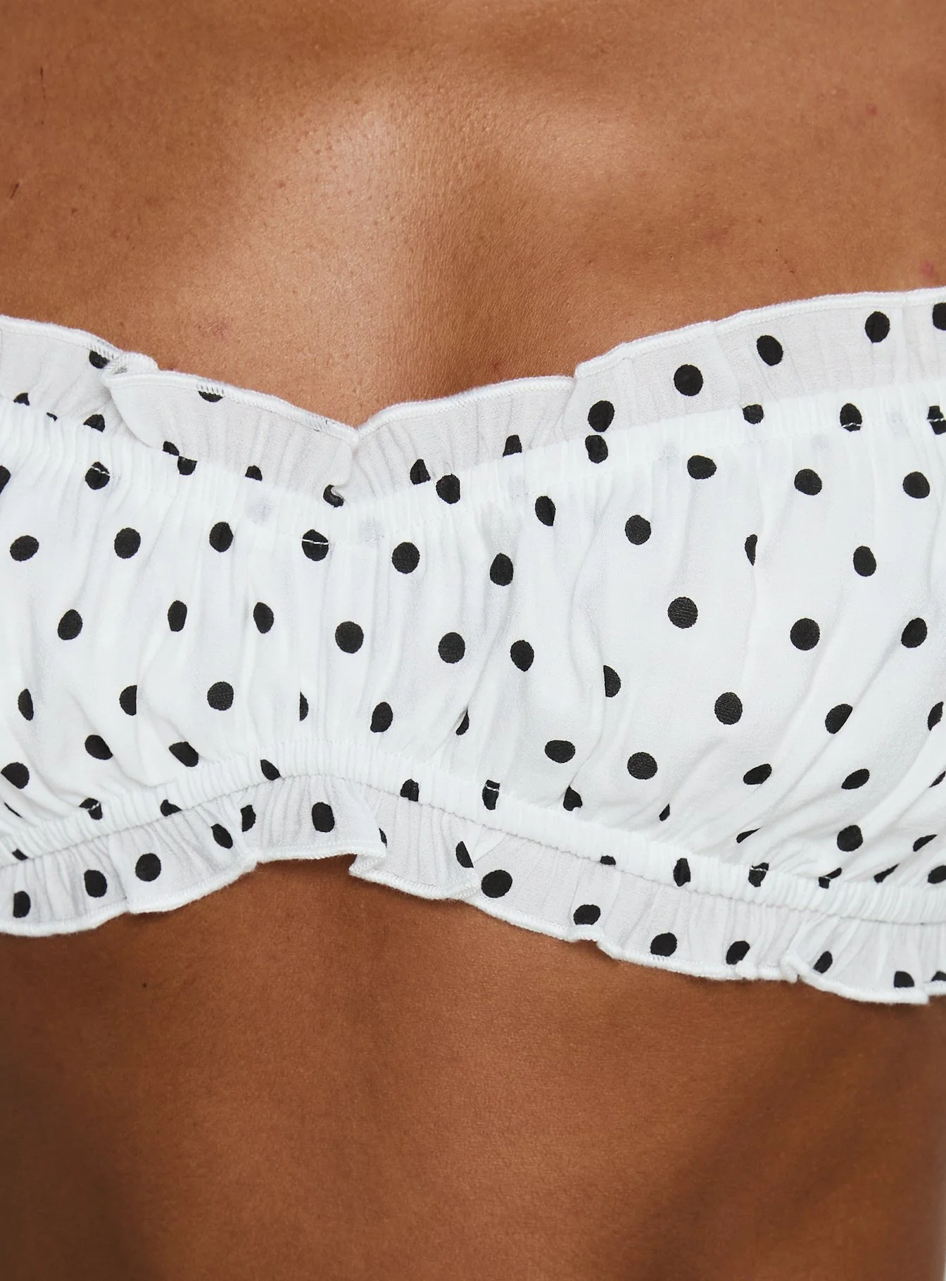 Honey Haze Micro Frill Crop Top White Polka - Image 7