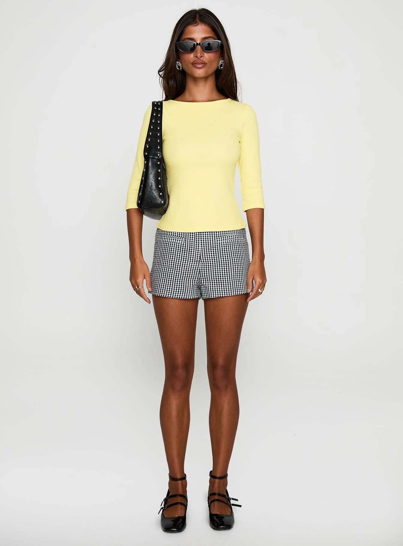 Hot Commodity Micro Shorts Black Gingham - Image 7
