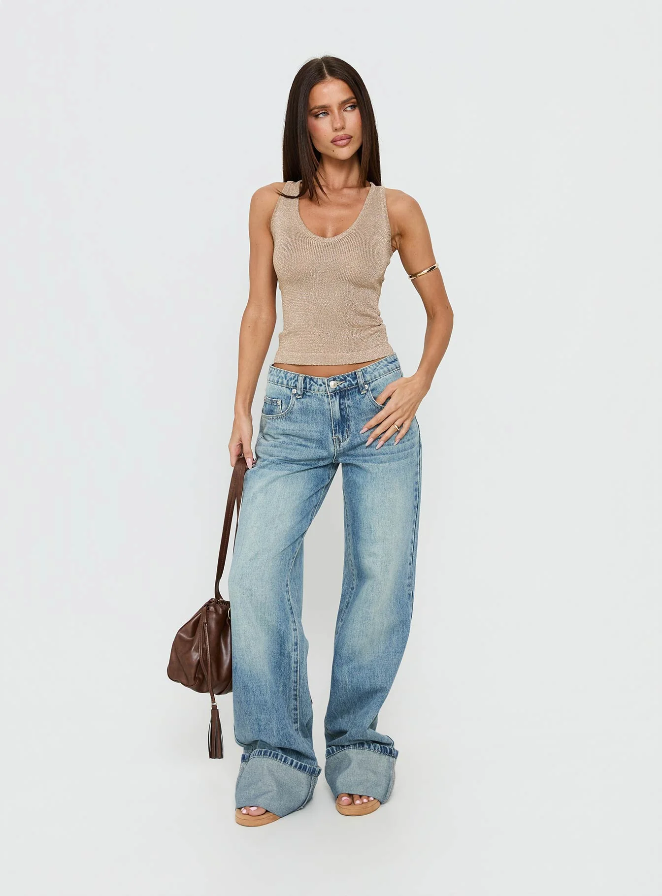 How To Live Tank Top Gold Glitter - Image 2