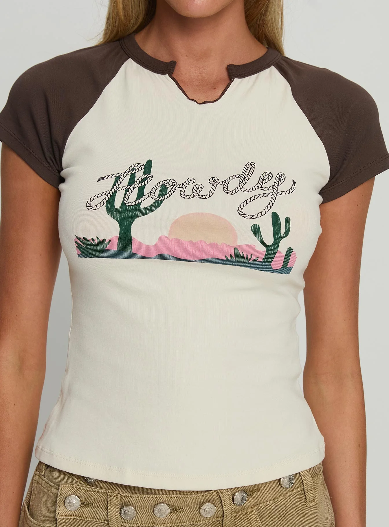 Howdy Cowgirl Graphic Top Cream - Image 6