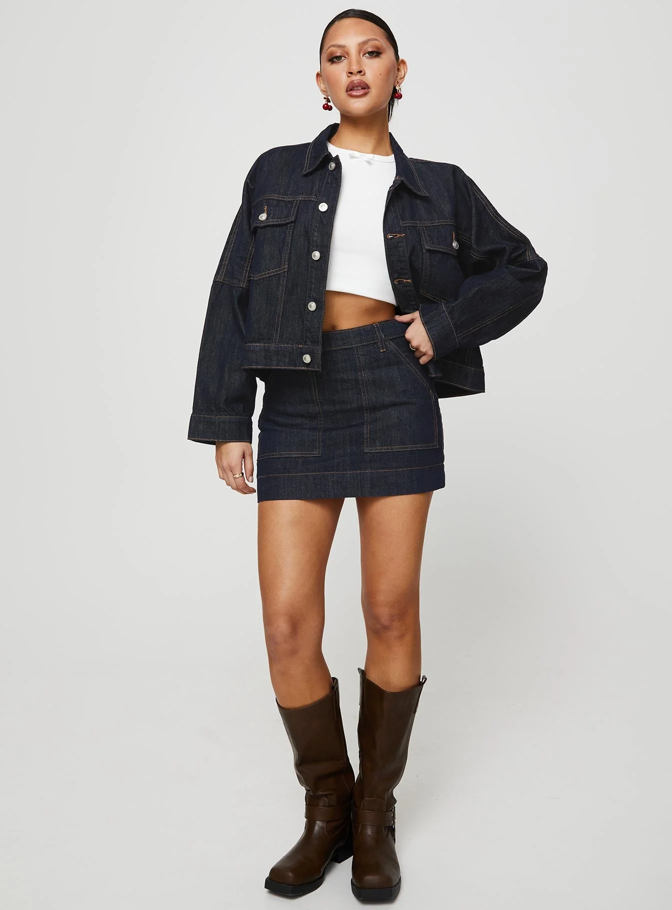 Hughes Mini Skirt Dark Wash Denim - Image 4