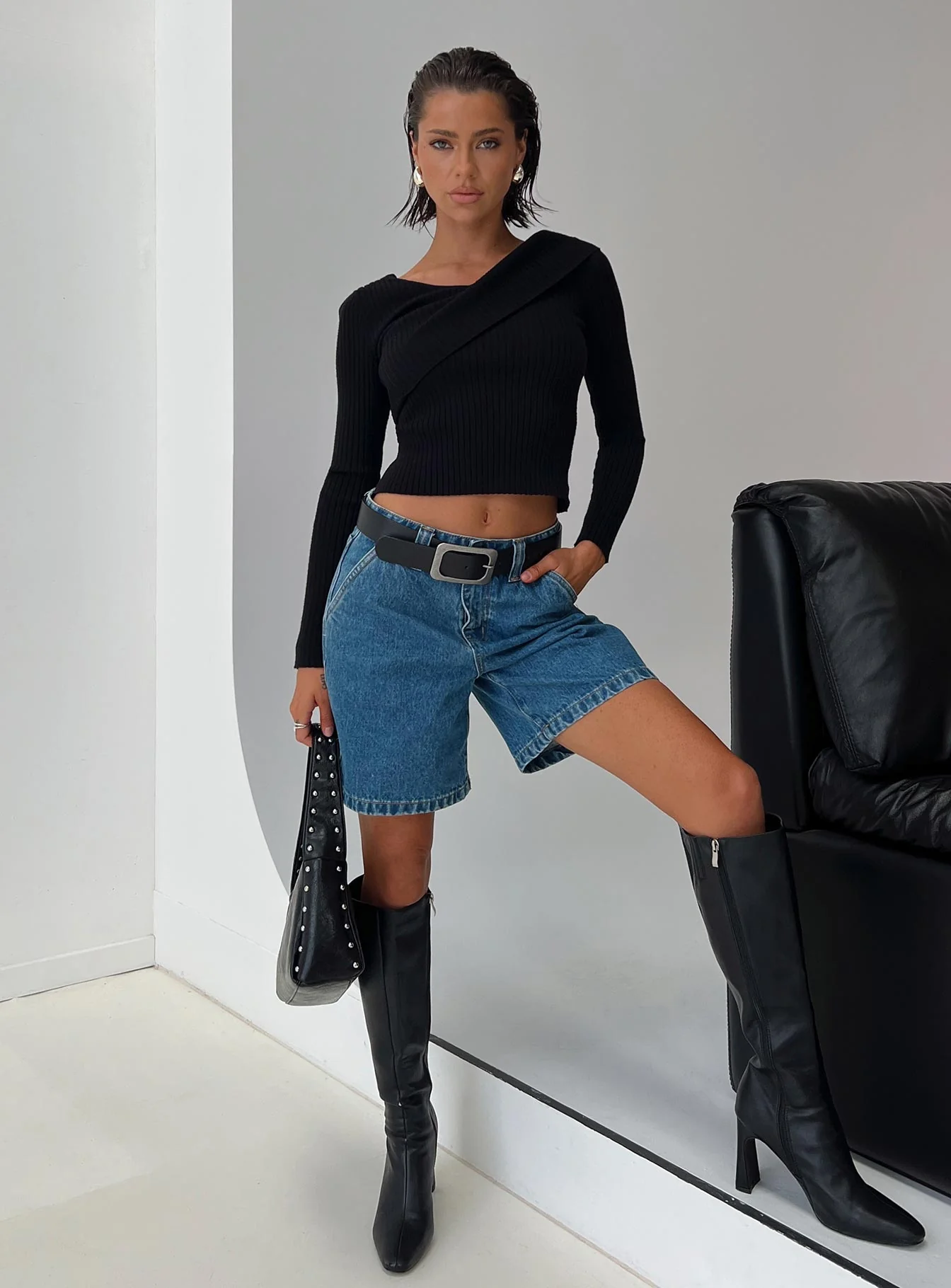 Hurricanes Longline Denim Shorts Mid Wash - Image 10