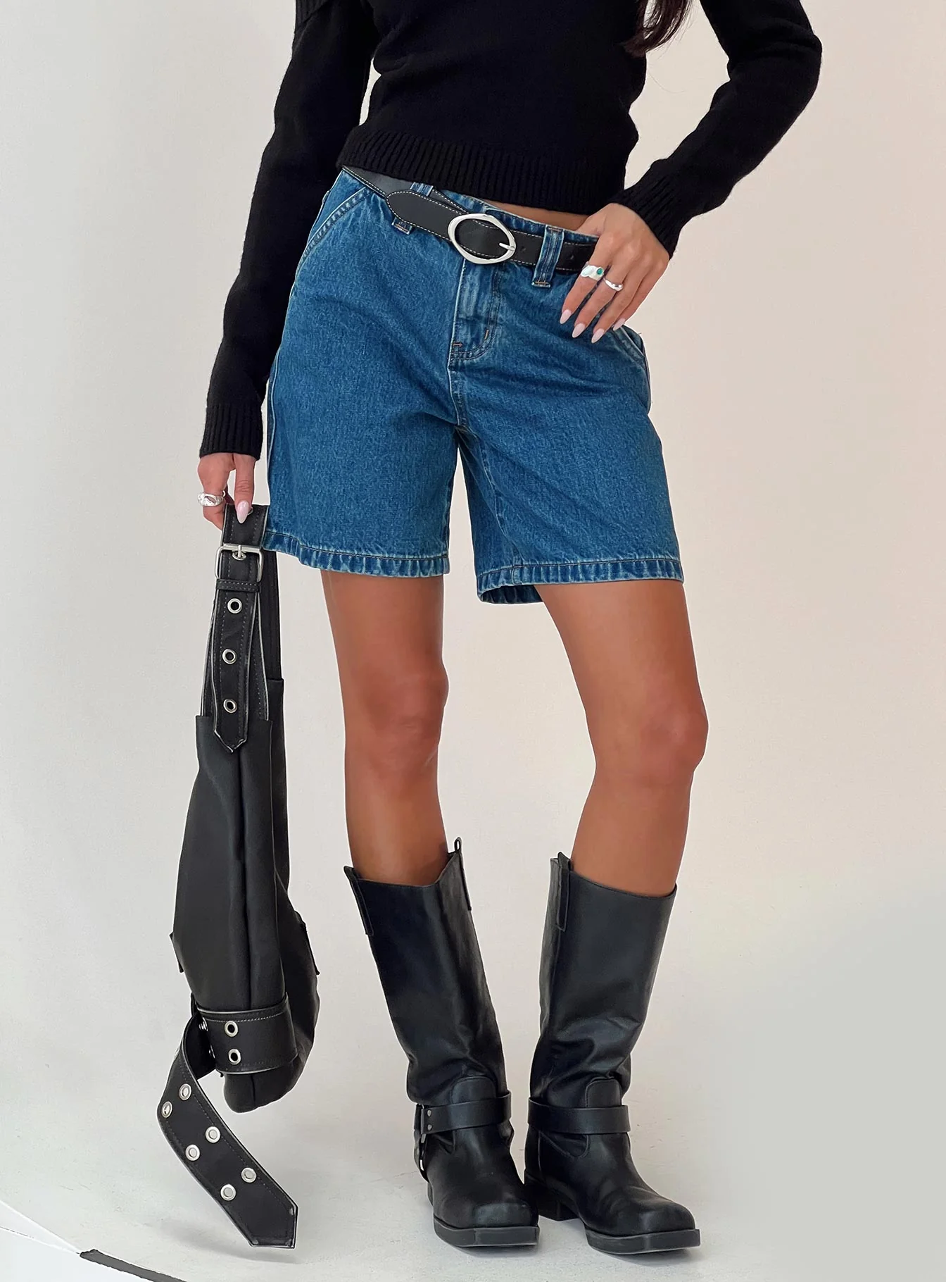 Hurricanes Longline Denim Shorts Mid Wash - Image 8