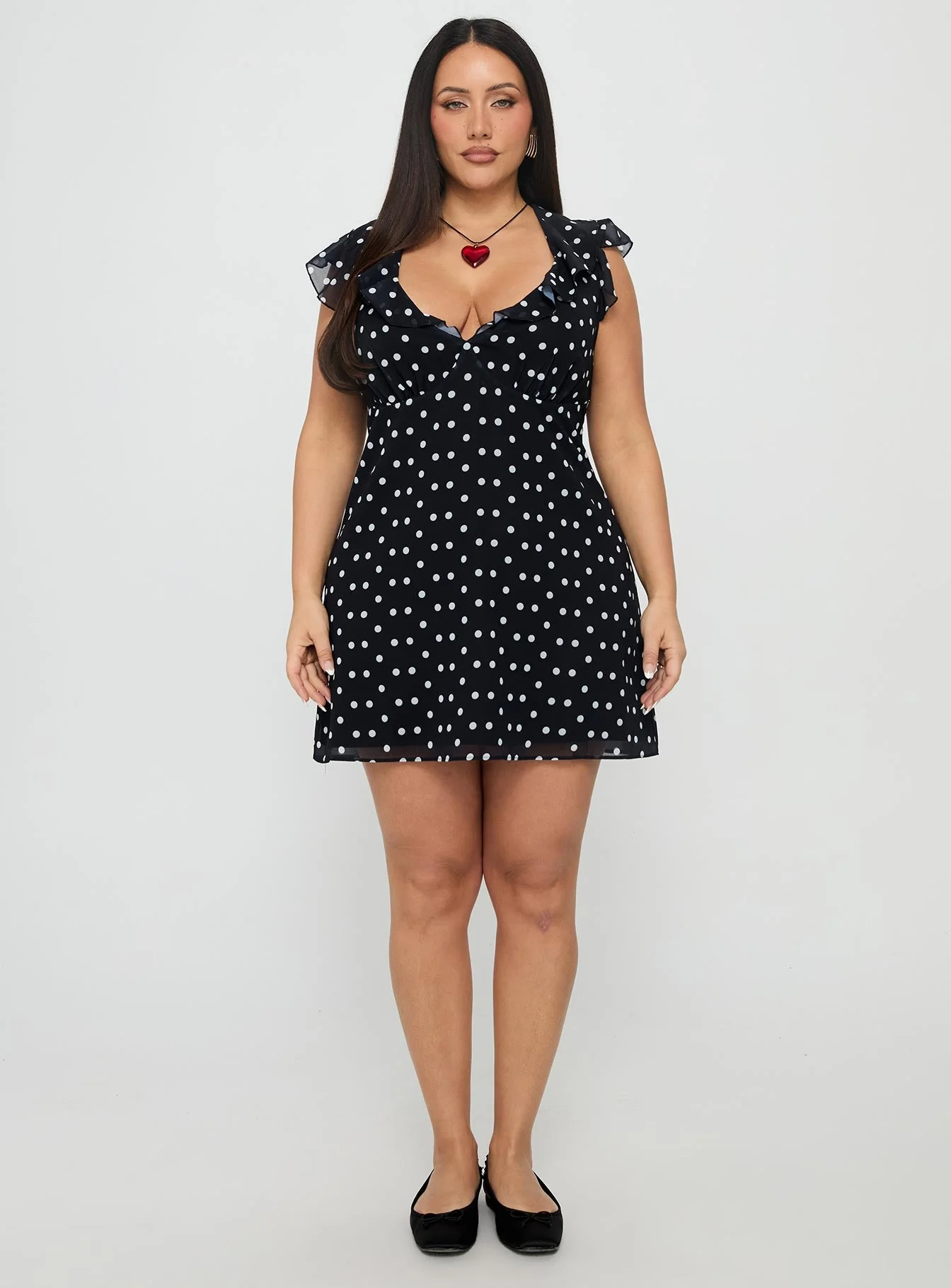 I Guess So Mini Dress Black Polka Dot Curve - Image 7