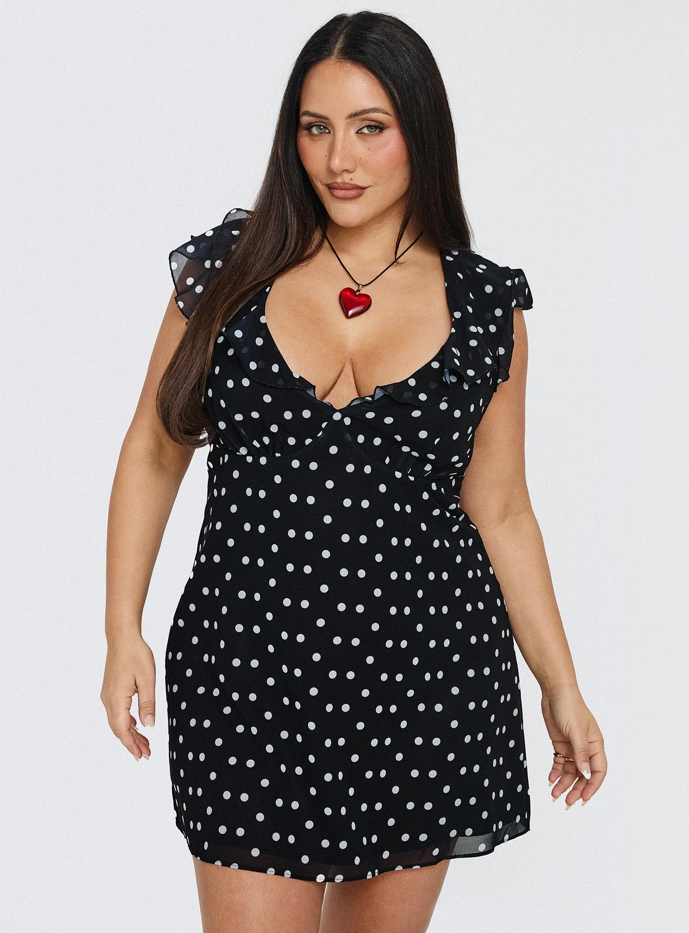 I Guess So Mini Dress Black Polka Dot Curve - Image 8