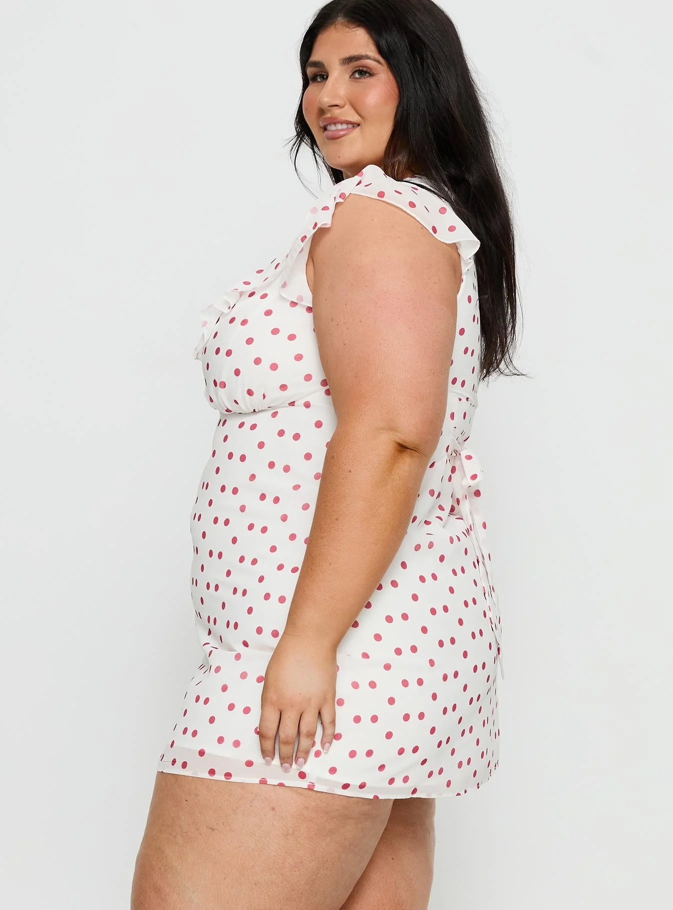 I Guess So Mini Dress White / Burgundy Curve - Image 4
