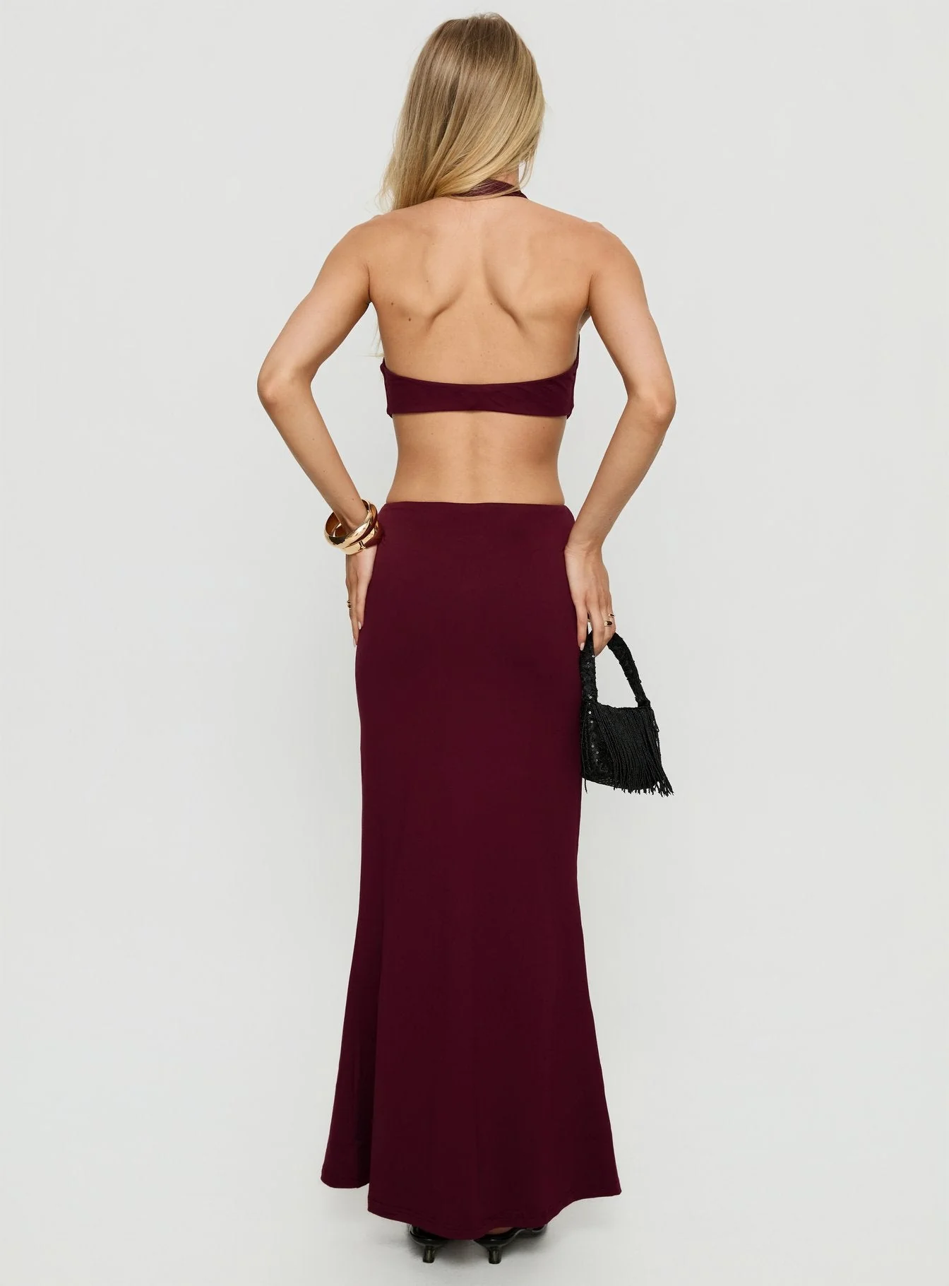 Idella Halter Cut Out Maxi Dress Plum - Image 5