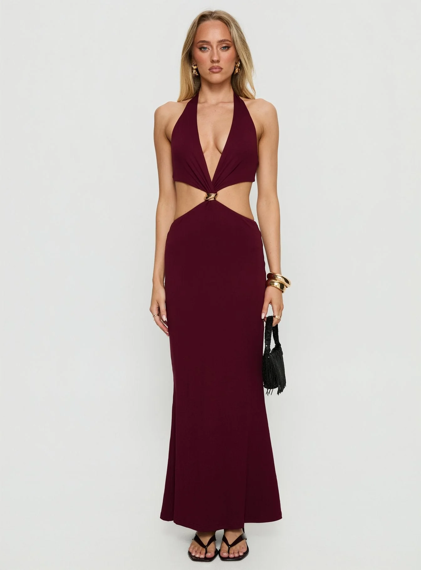 Idella Halter Cut Out Maxi Dress Plum - Image 7