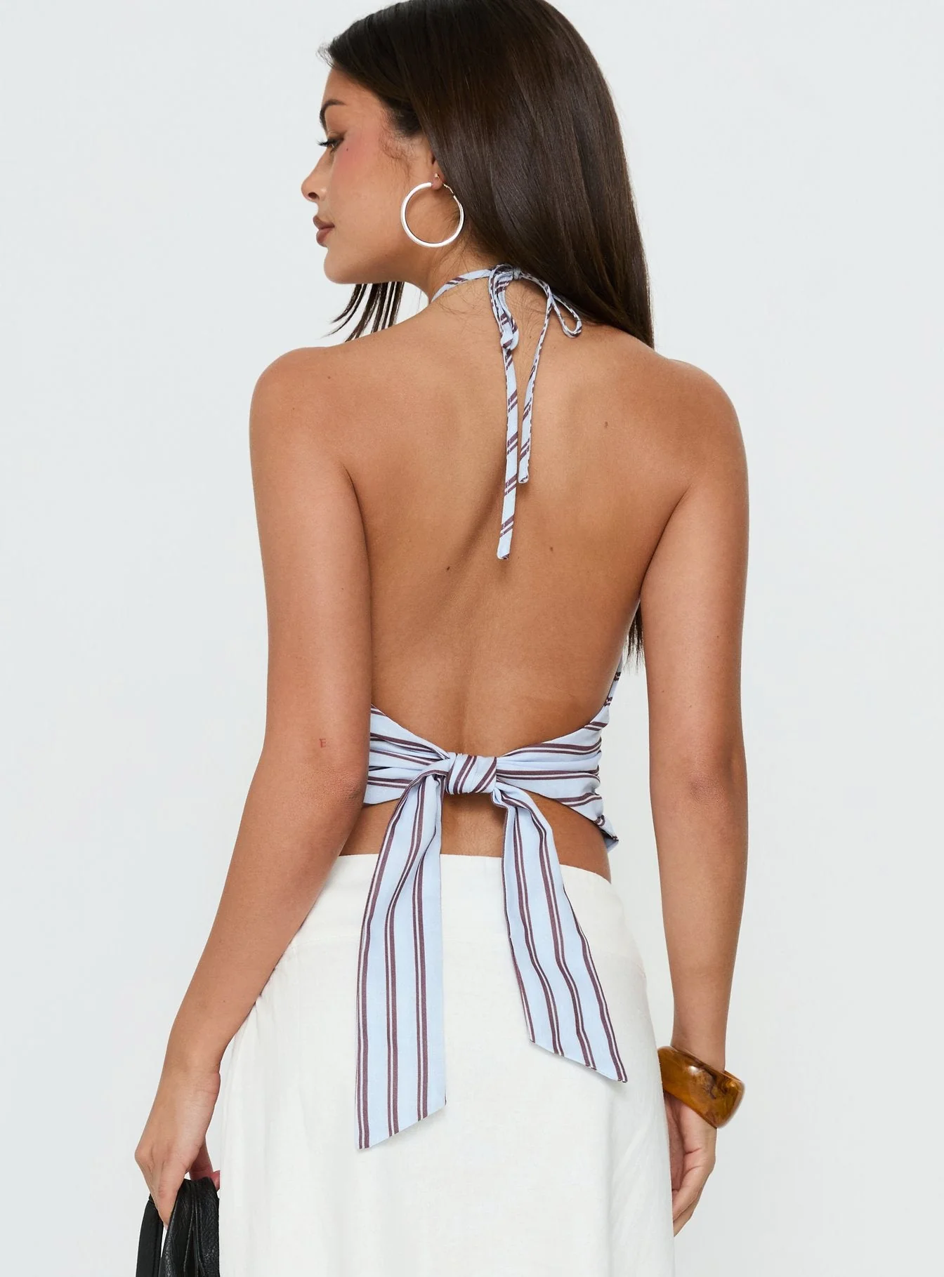 Idiana Halter Keyhole Top Blue Stripe - Image 4