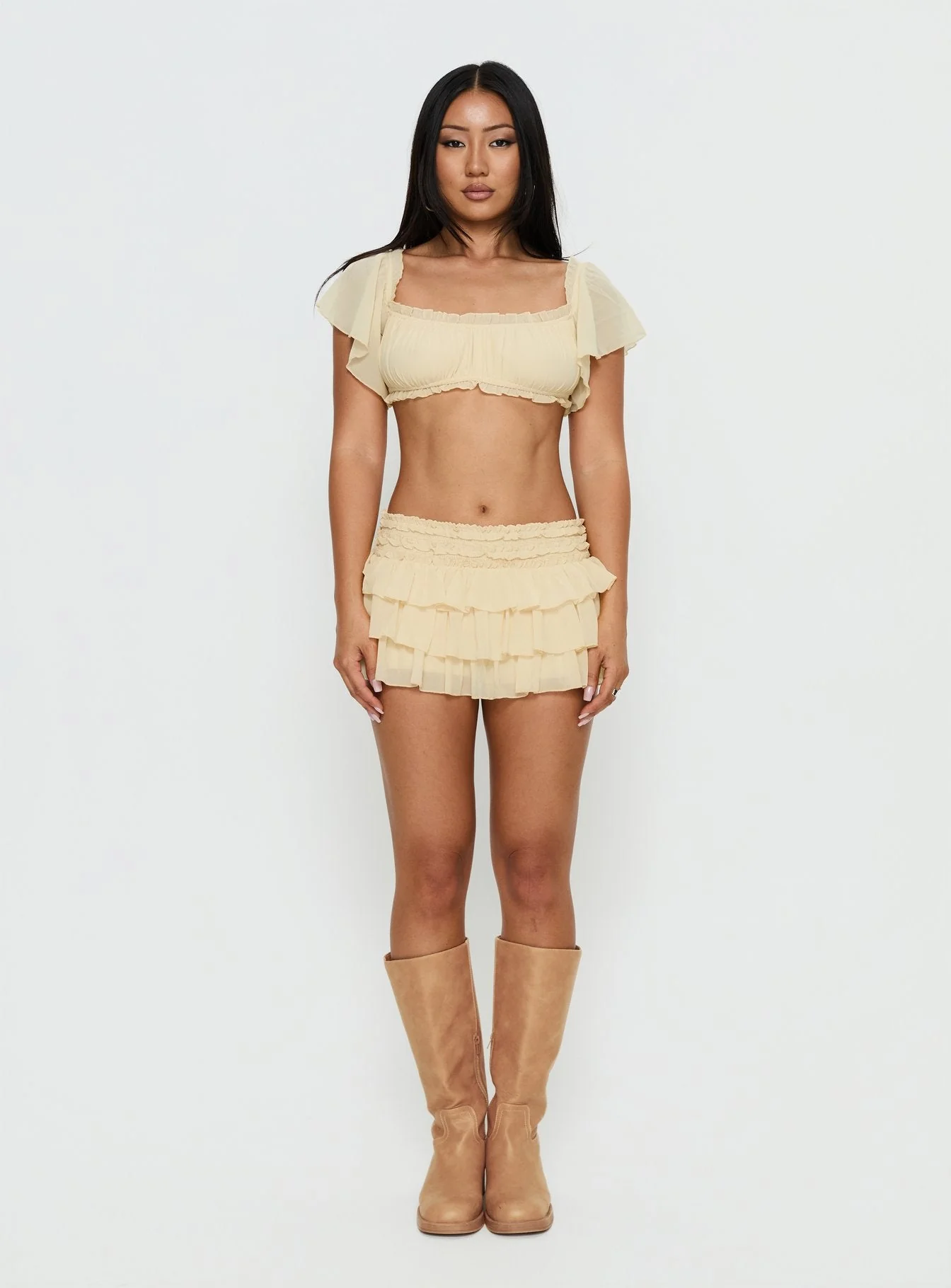 Iluminada Frill Crop Top Yellow - Image 7