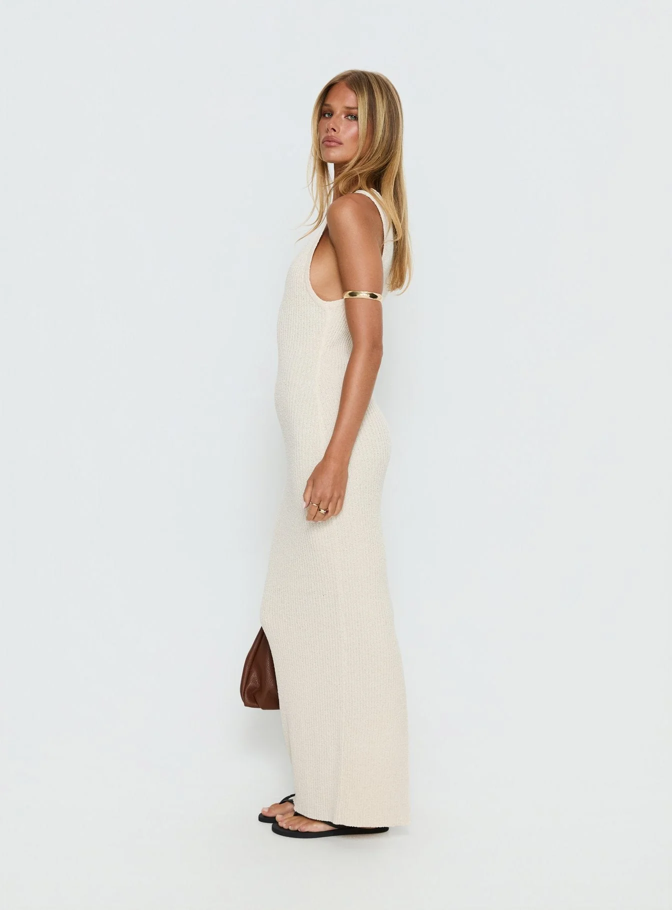 Imirisa Scoop Knit Maxi Dress Cream - Image 4