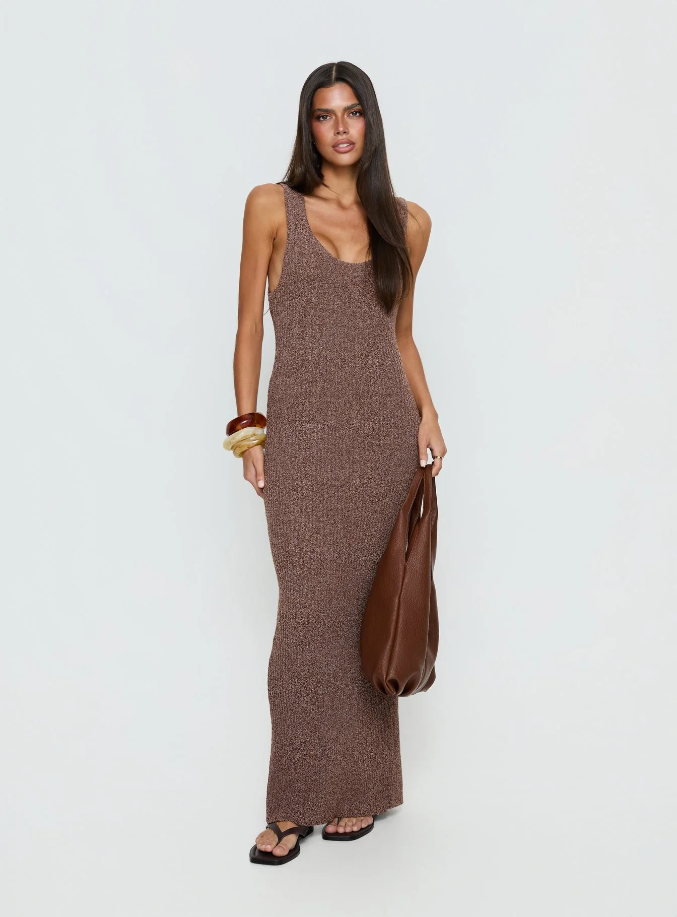 Imirisa Scoop Knit Maxi Dress Mocha - Image 2