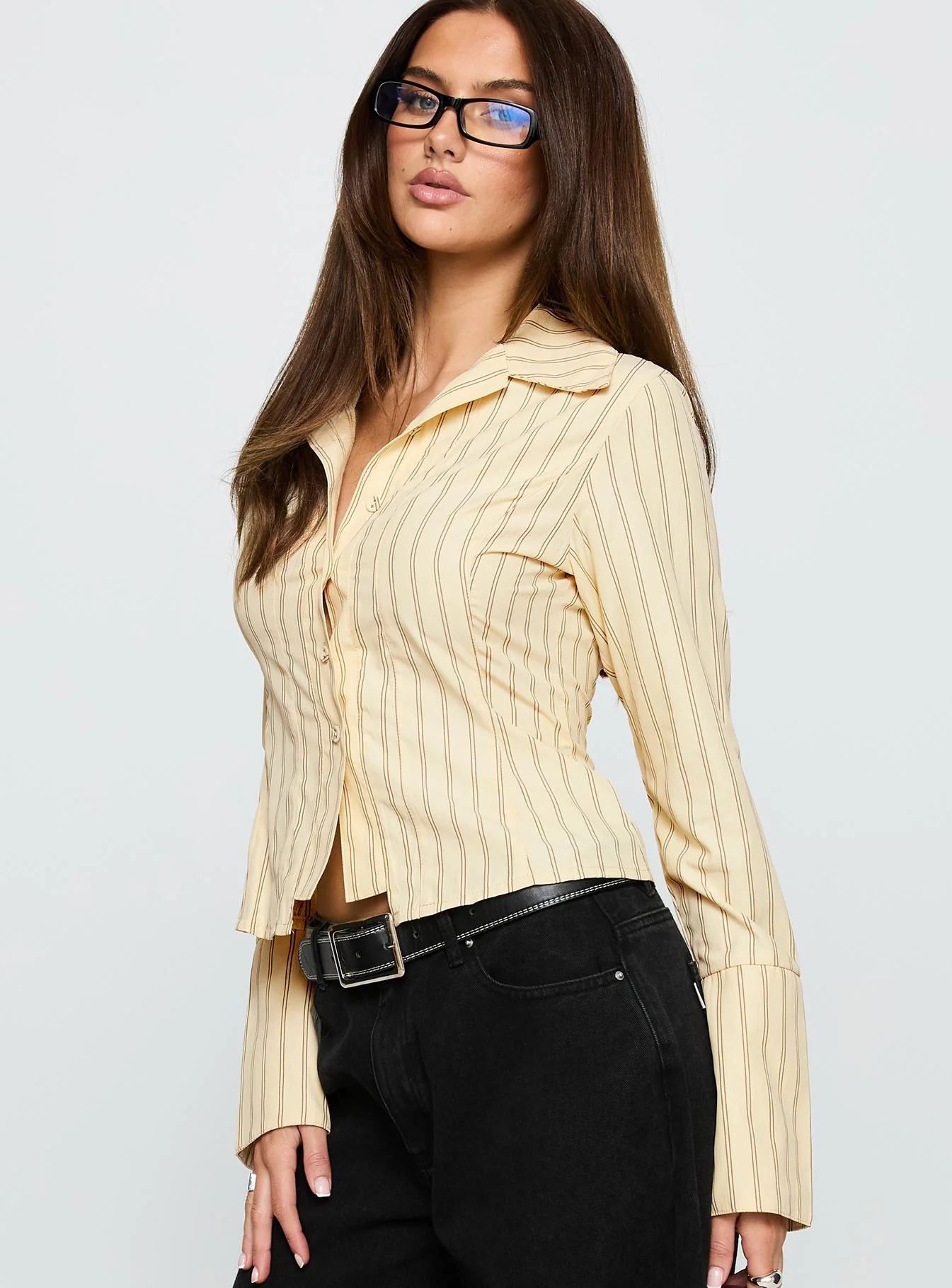 In Brooklyn Collared Top Yellow Stripe - Image 4