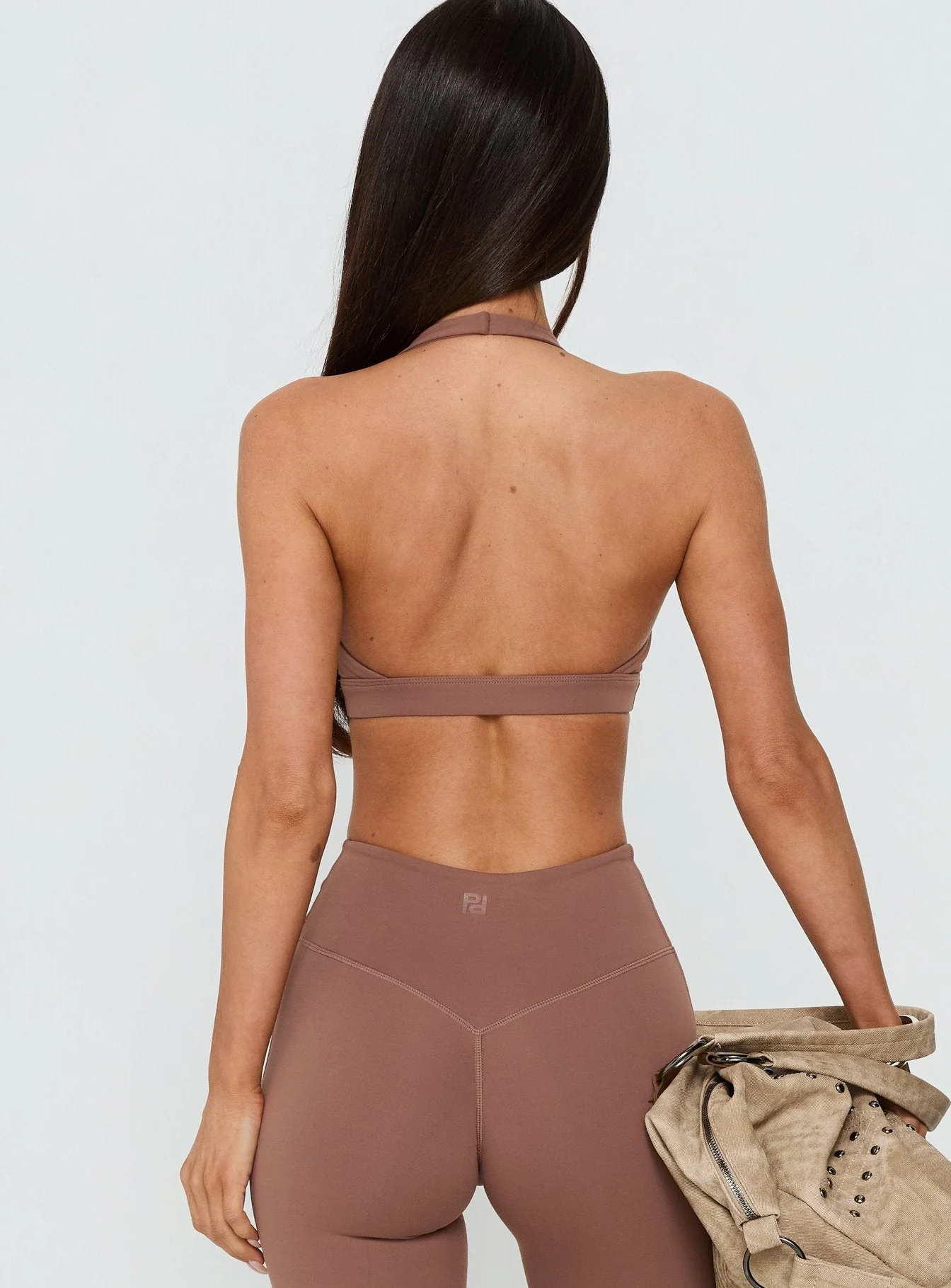 In Motion Active Plunge Halter Crop Top Clay - Image 5
