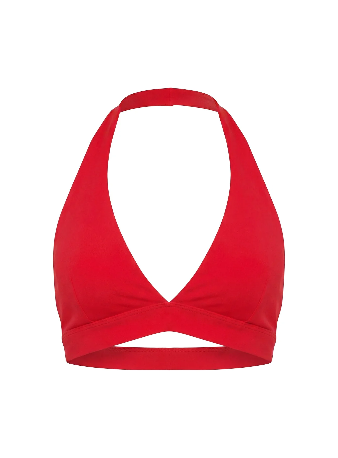 In Motion Active Plunge Halter Crop Top Red - Image 13