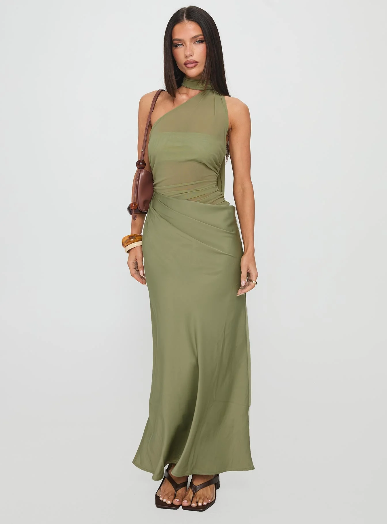 Indiara Halter Mesh Maxi Dress Green - Image 2