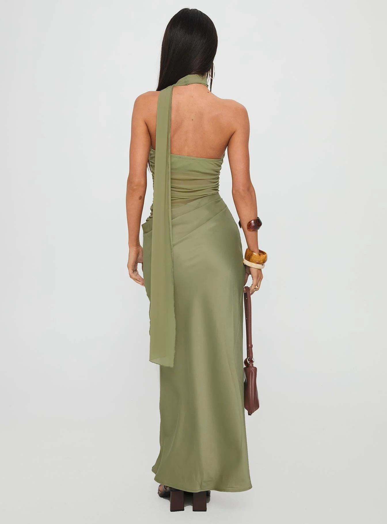 Indiara Halter Mesh Maxi Dress Green - Image 5