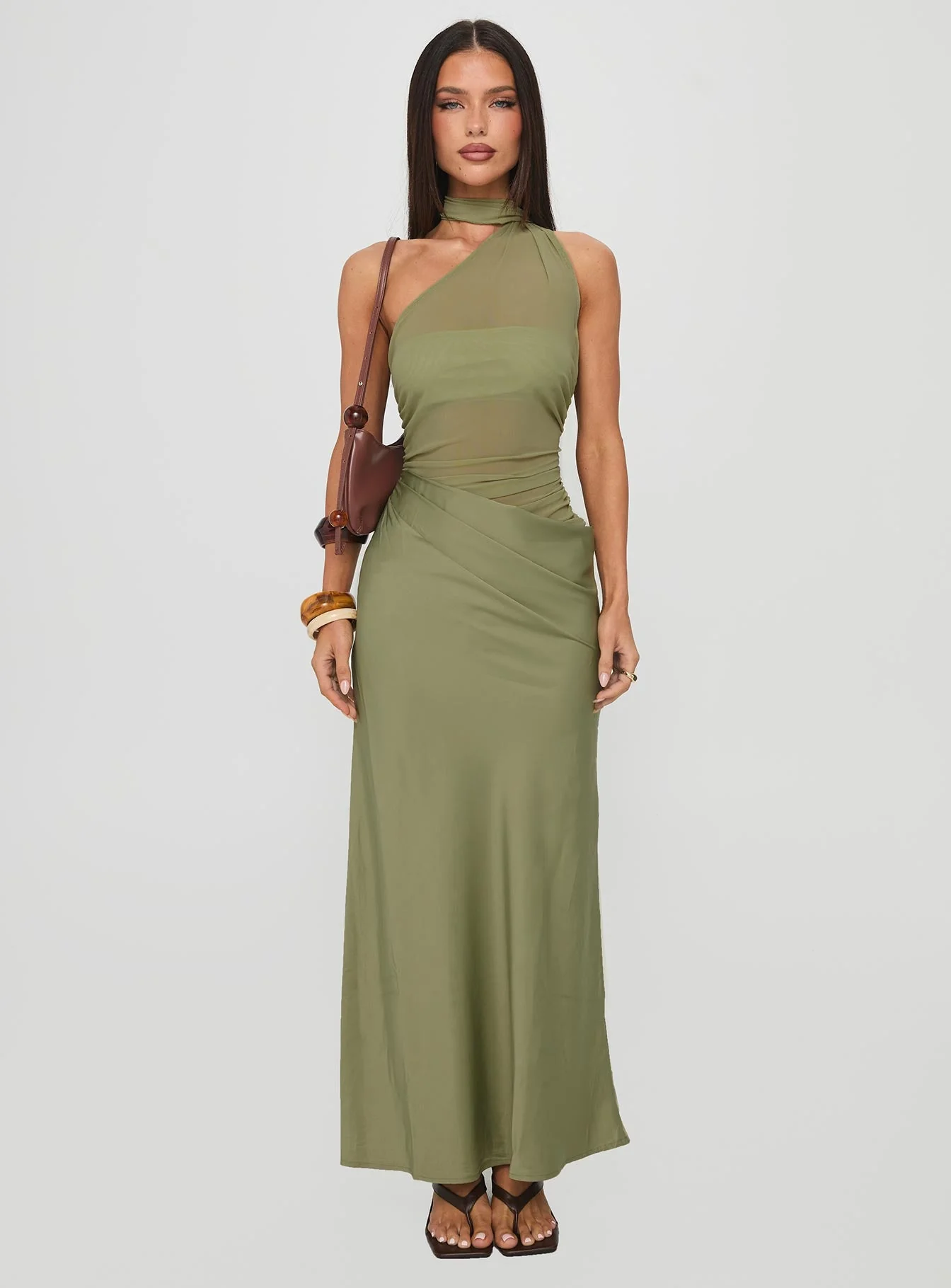 Indiara Halter Mesh Maxi Dress Green - Image 7