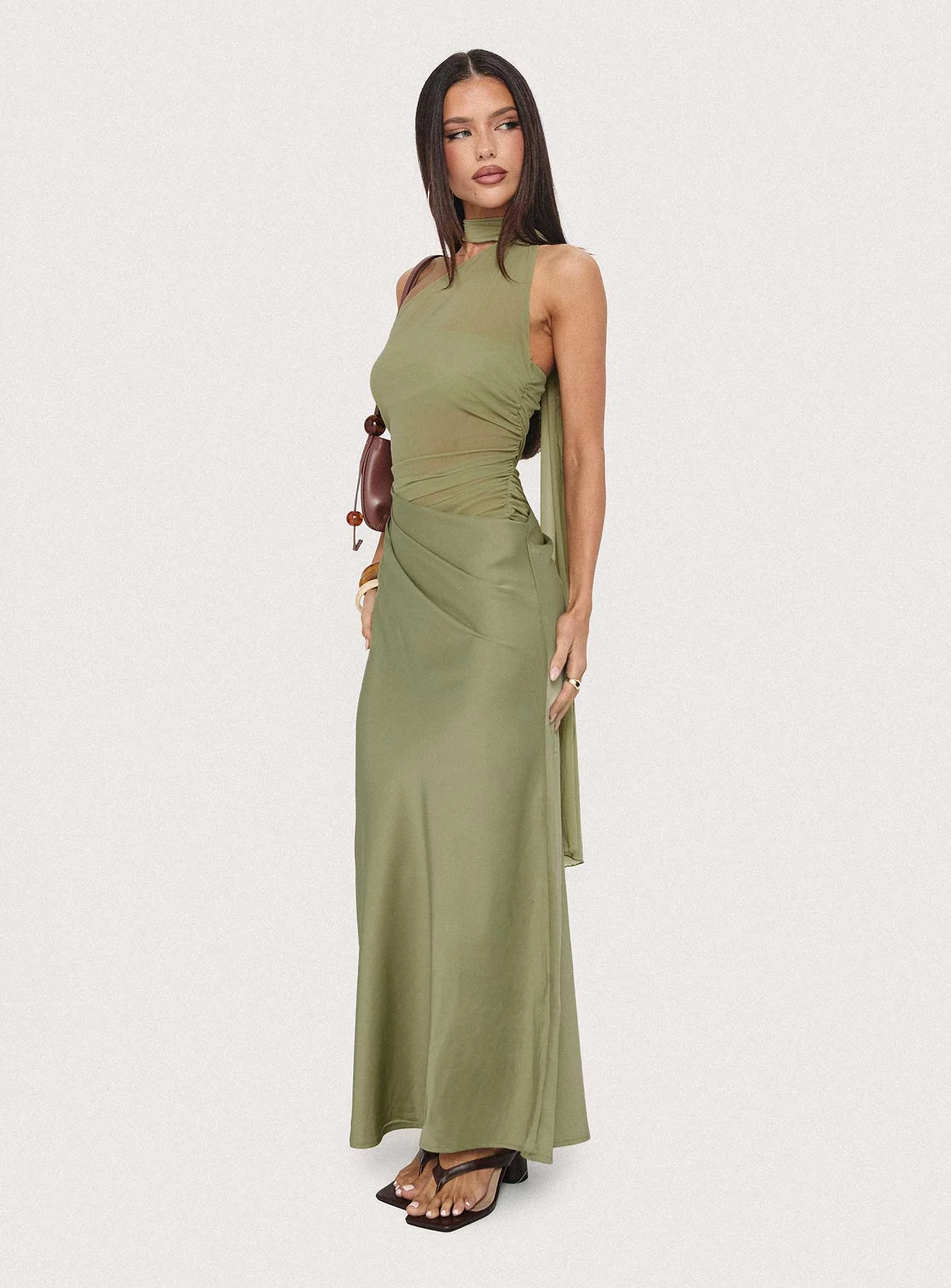 Indiara Halter Mesh Maxi Dress Green - Image 8