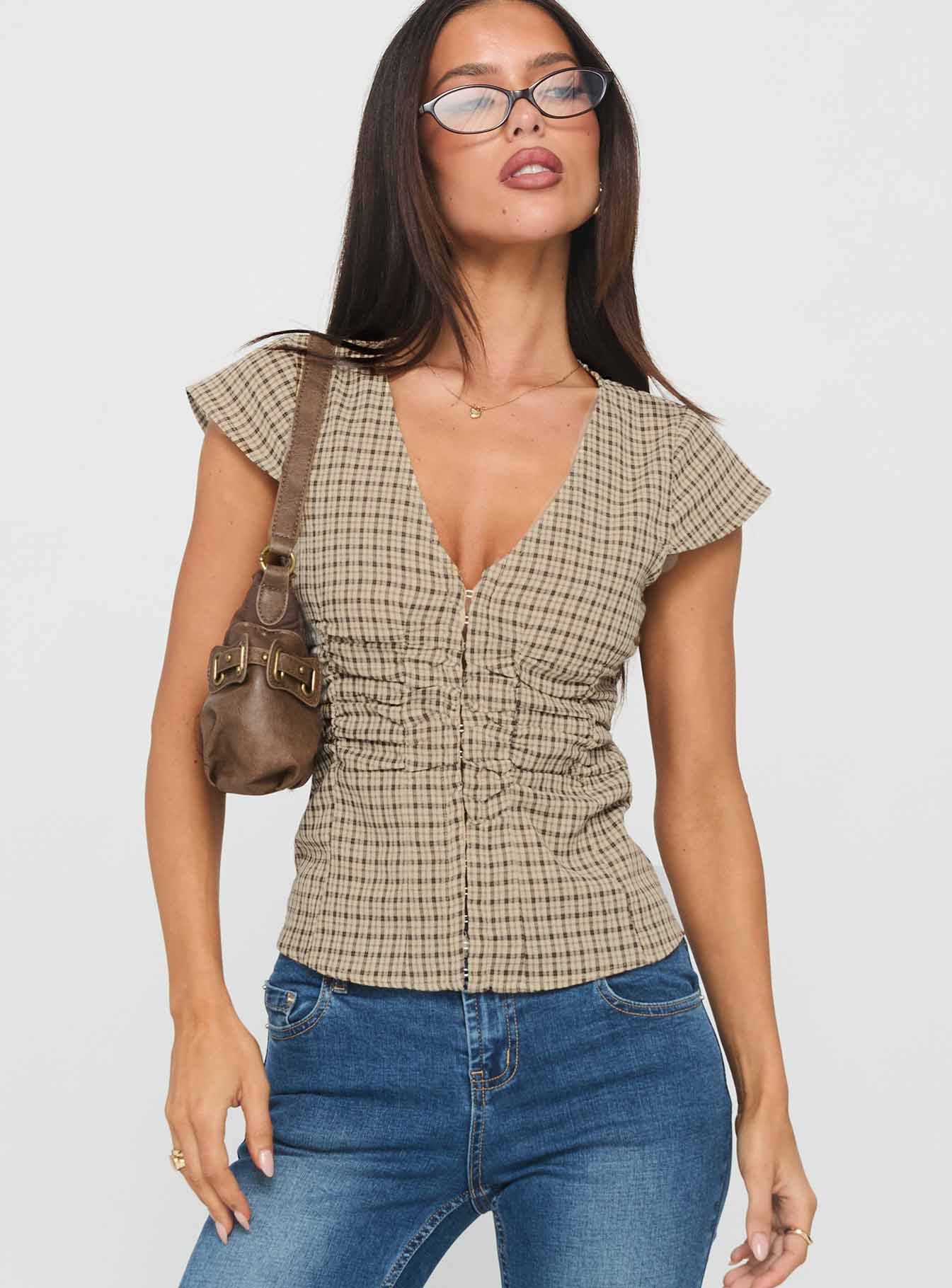 Indulgence Corset Top Beige Check - Image 2
