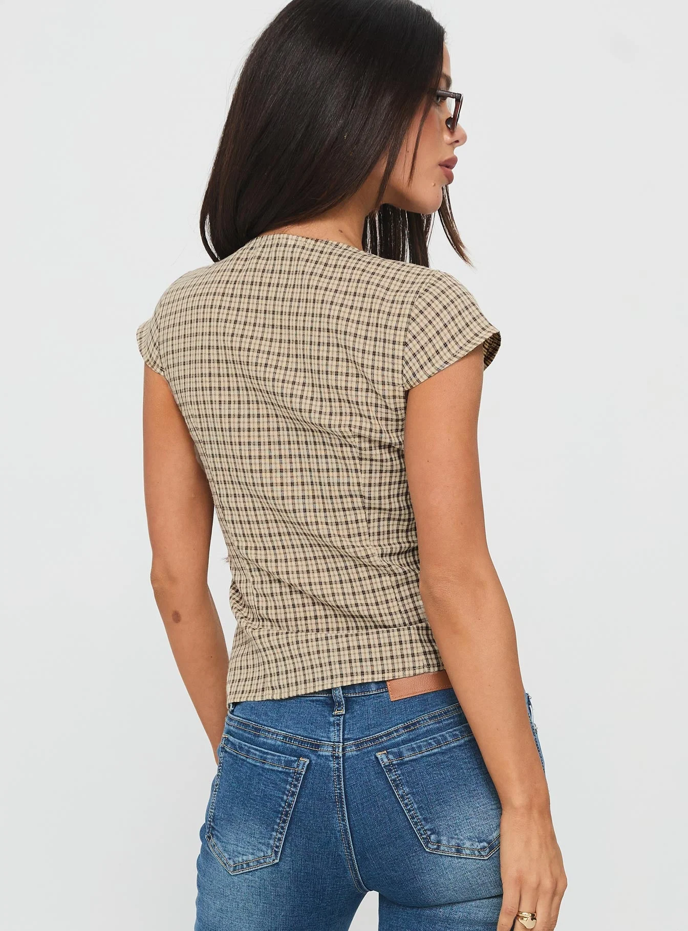 Indulgence Corset Top Beige Check - Image 5