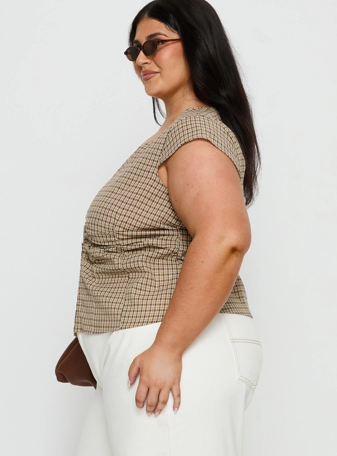 Indulgence Corset Top Beige Check Curve - Image 4