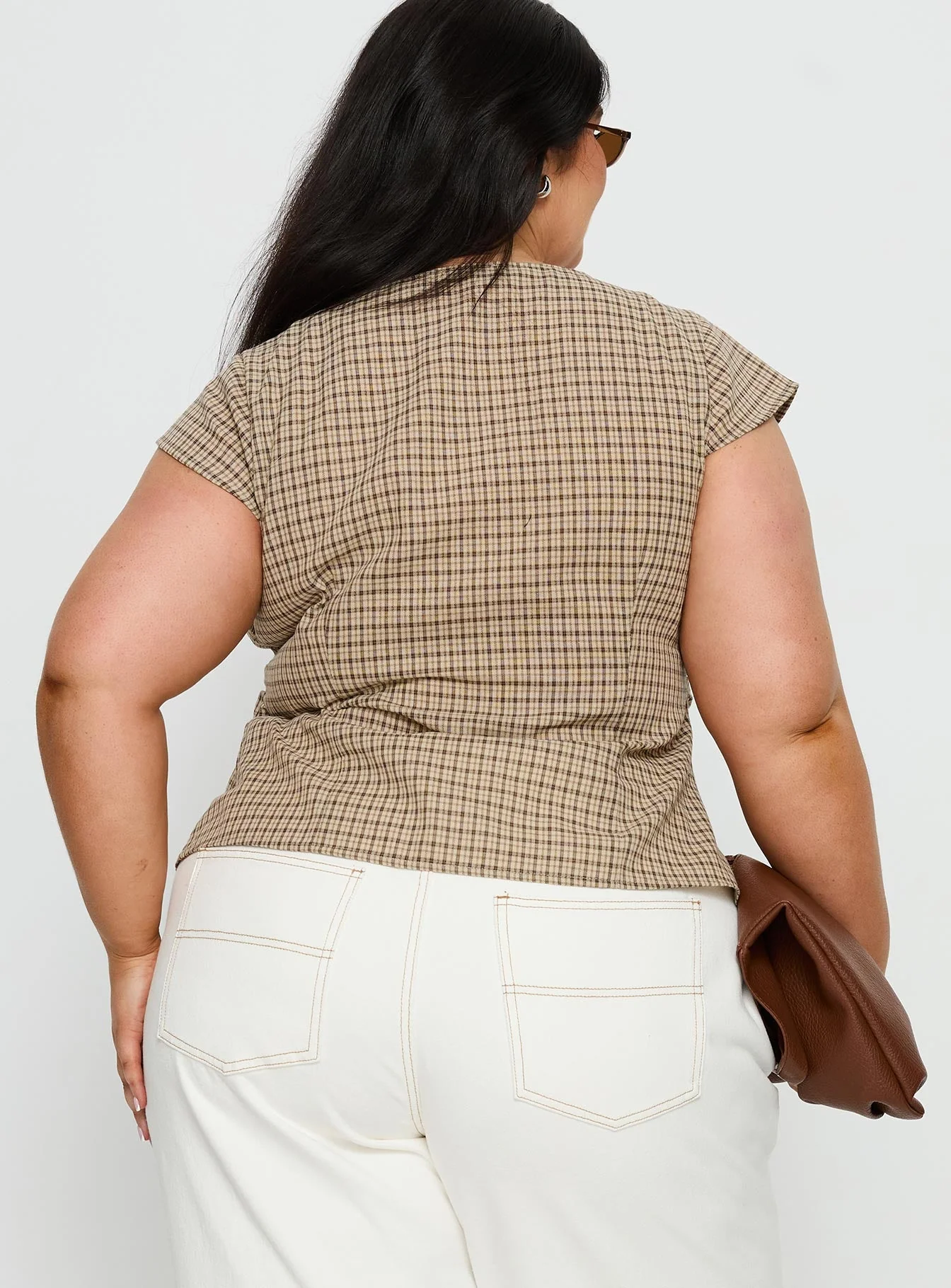 Indulgence Corset Top Beige Check Curve - Image 5