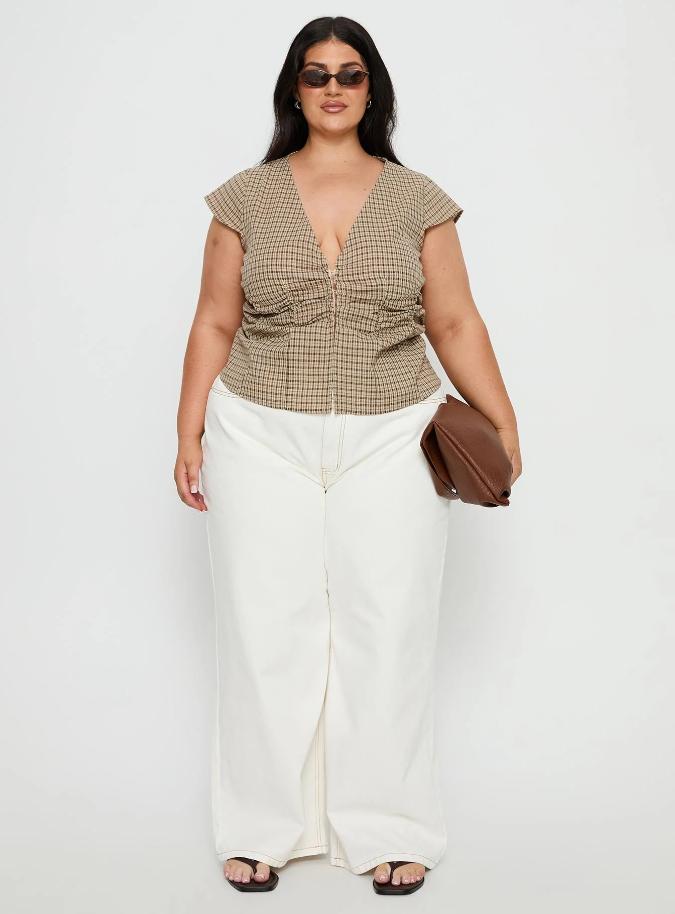 Indulgence Corset Top Beige Check Curve - Image 7