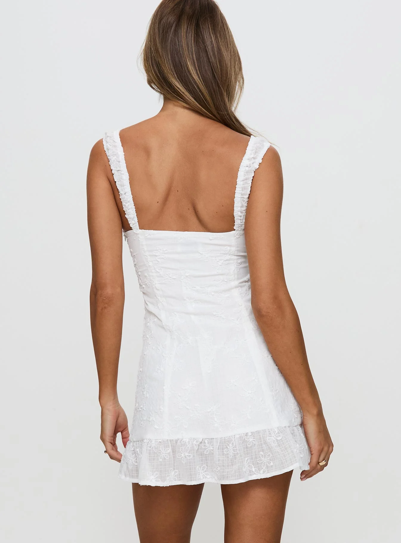 Indyana Embroidered Mini Dress White - Image 5
