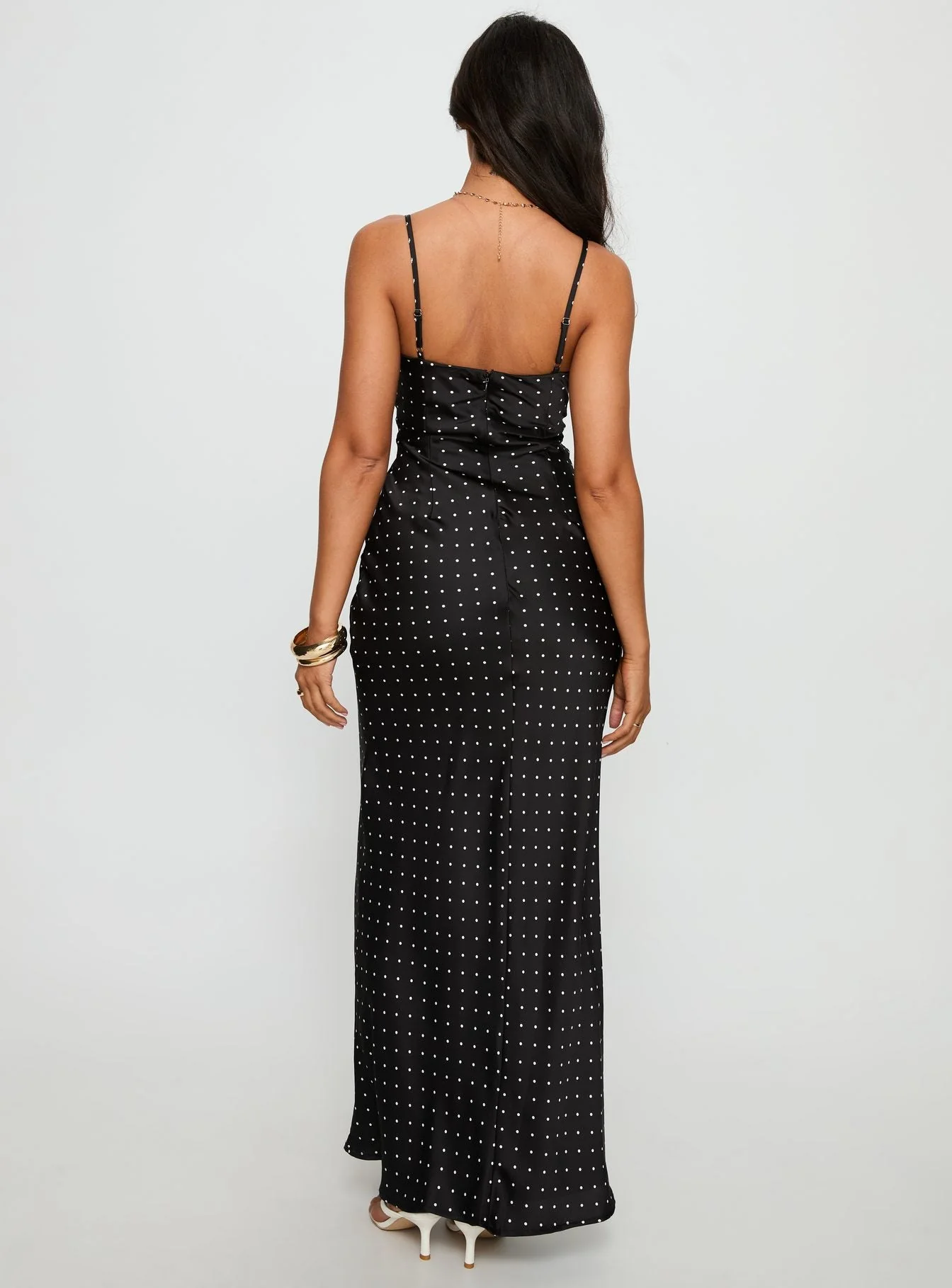 Inki Lace Maxi Dress Black Polka Dot - Image 4