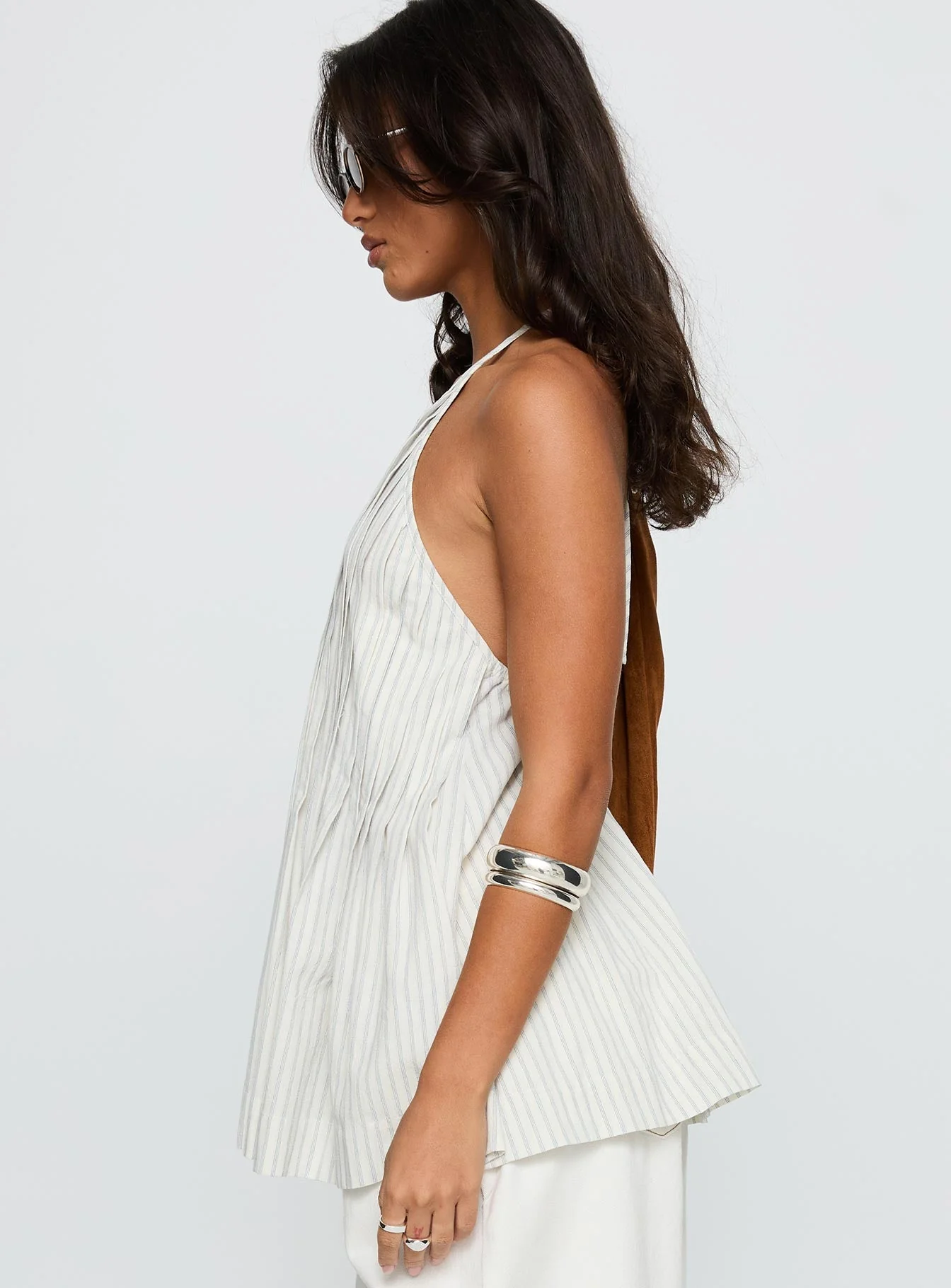 Invitation Only Low Back Top Blue Stripe - Image 4
