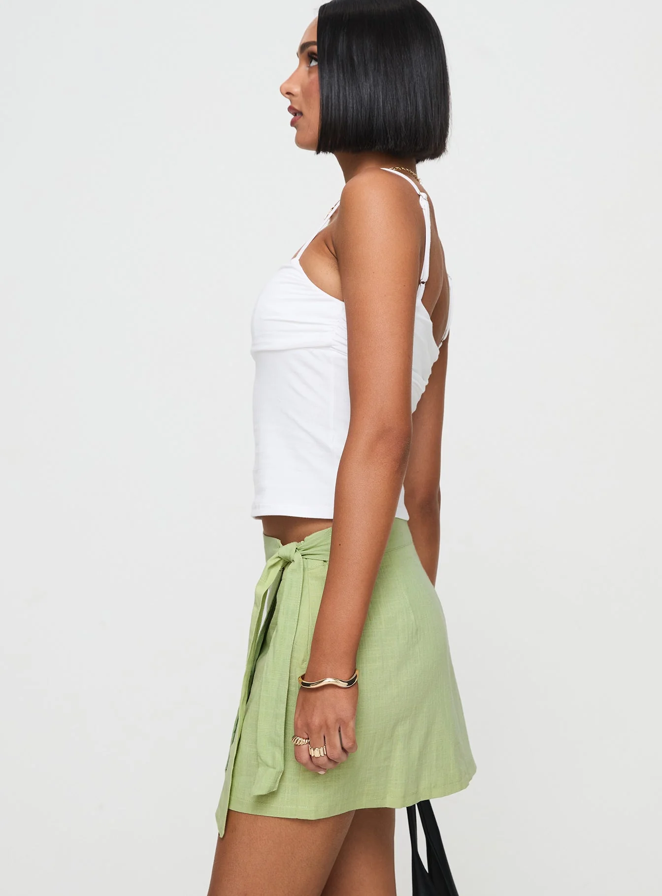 Isaak Wrap Mini Skirt Sage - Image 4